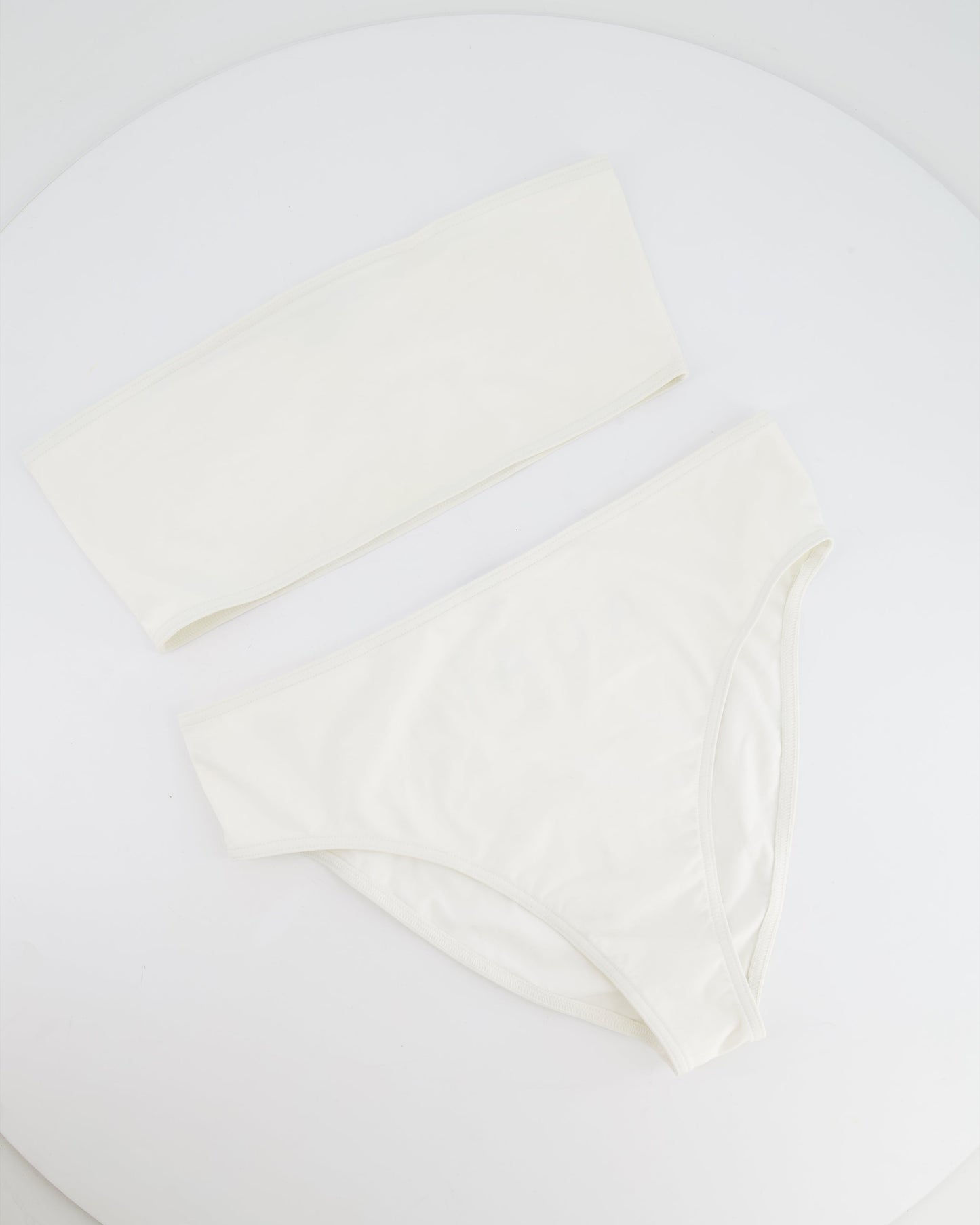 Alaia White Two-Piece Bikini with Bandeau Top and Black Logo Print Size FR 38 (UK 10) RRP £650