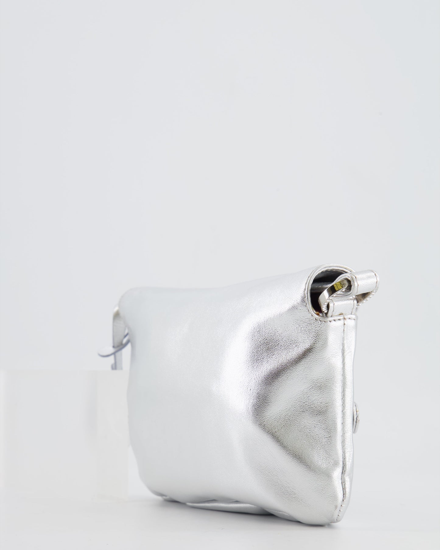 Valentino   2004 Runway Silver Leather Small Bag with Crystal Embellished Butterfly and Turquoise Stones