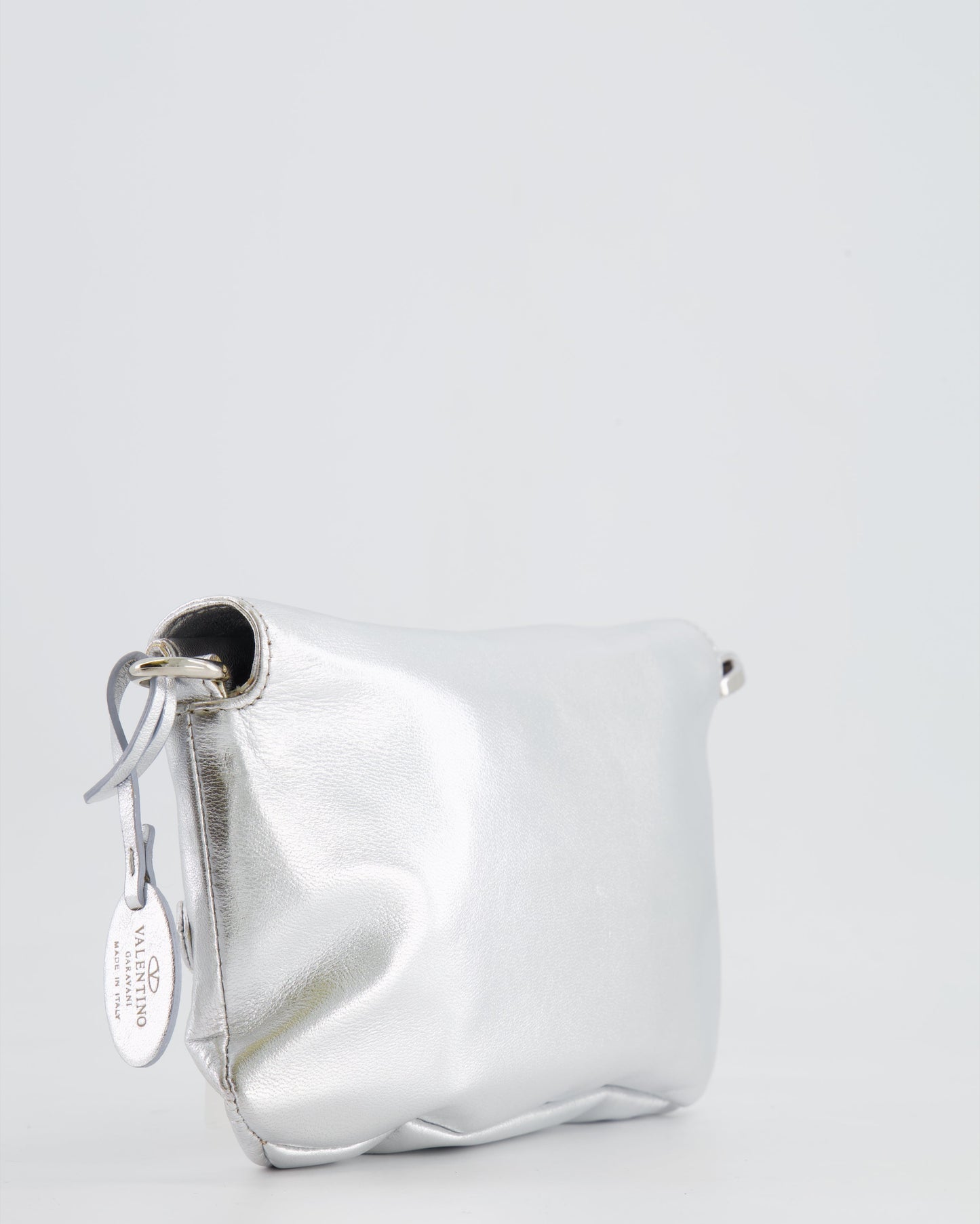 Valentino   2004 Runway Silver Leather Small Bag with Crystal Embellished Butterfly and Turquoise Stones