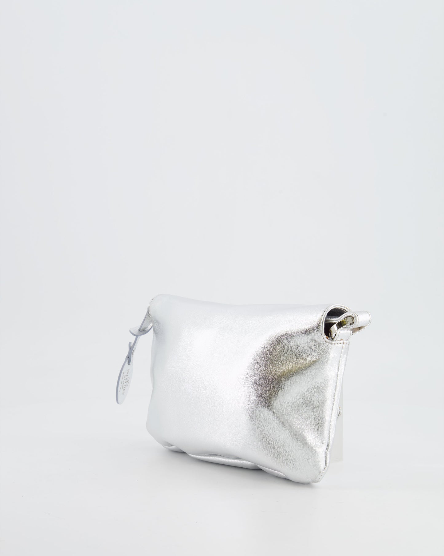 Valentino   2004 Runway Silver Leather Small Bag with Crystal Embellished Butterfly and Turquoise Stones