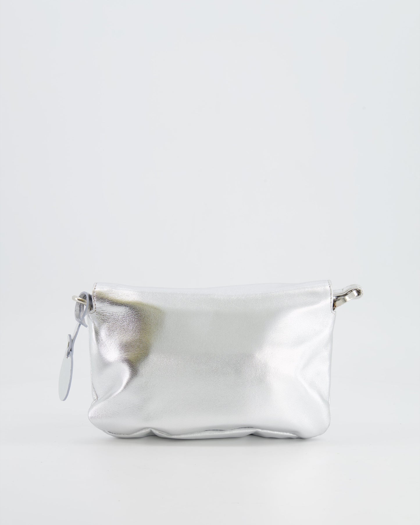 Valentino   2004 Runway Silver Leather Small Bag with Crystal Embellished Butterfly and Turquoise Stones