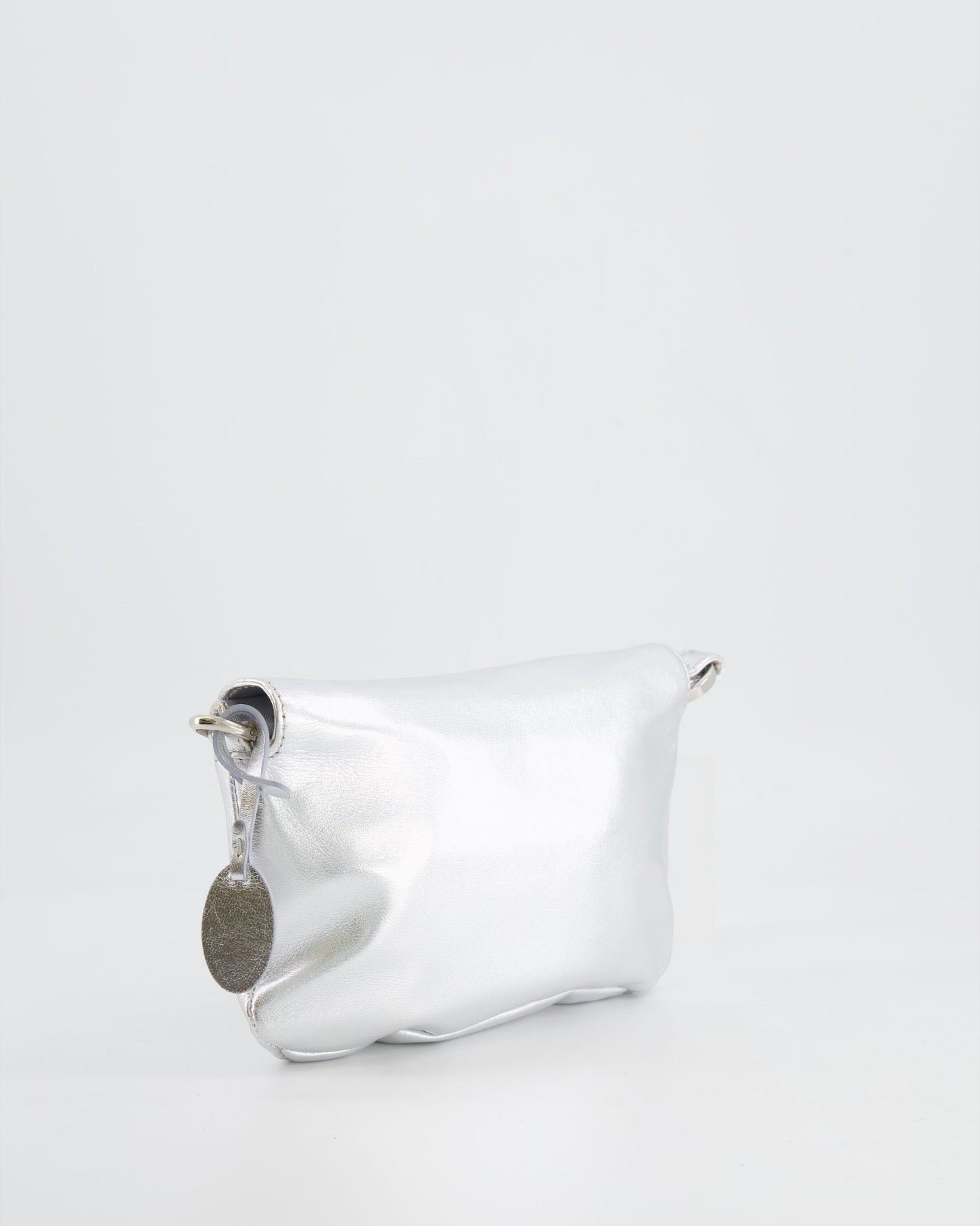 Valentino   2004 Runway Silver Leather Small Bag with Crystal Embellished Butterfly and Turquoise Stones