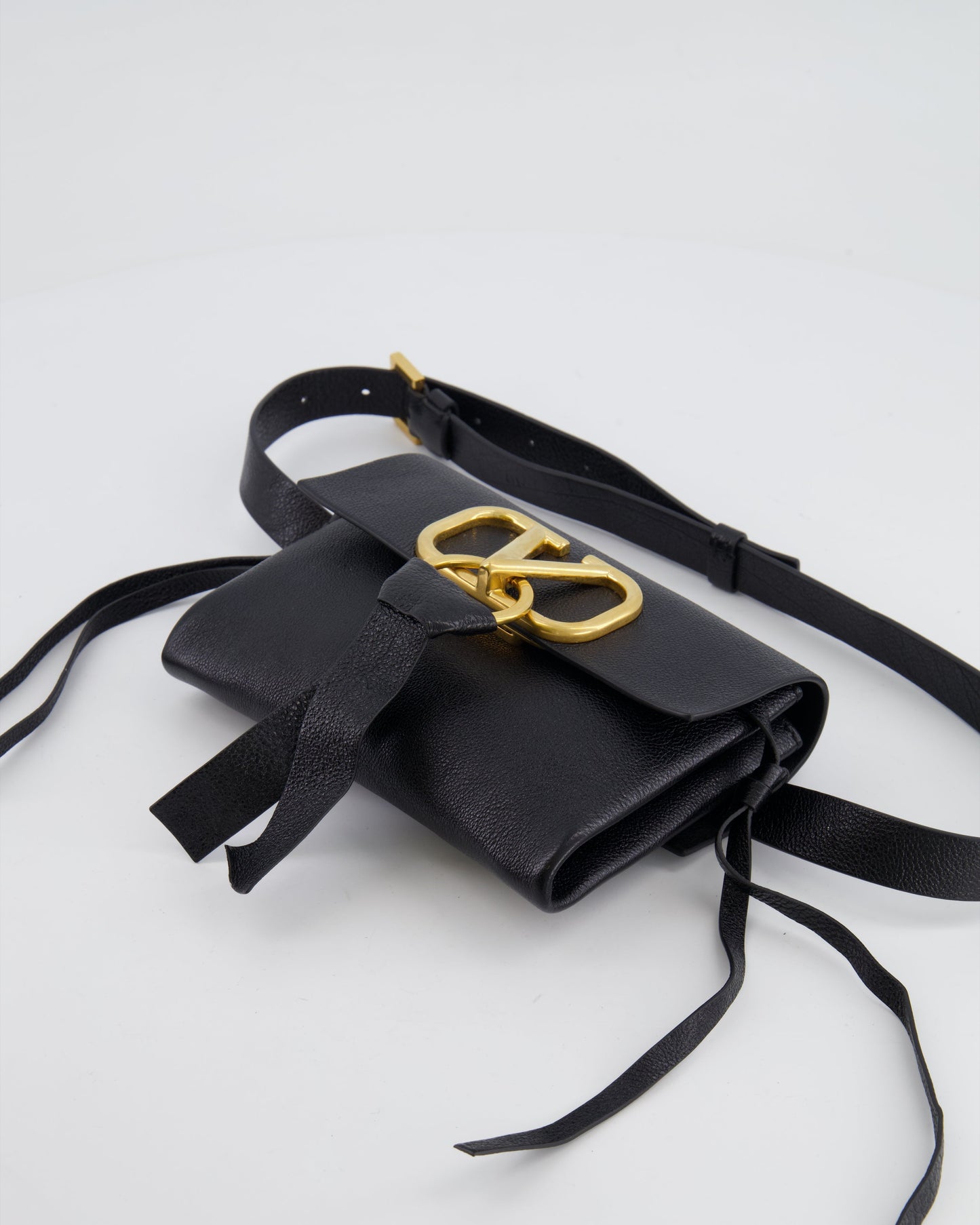 Valentino Black Leather VSling Belt Bag with Gold Logo RRP £1,450