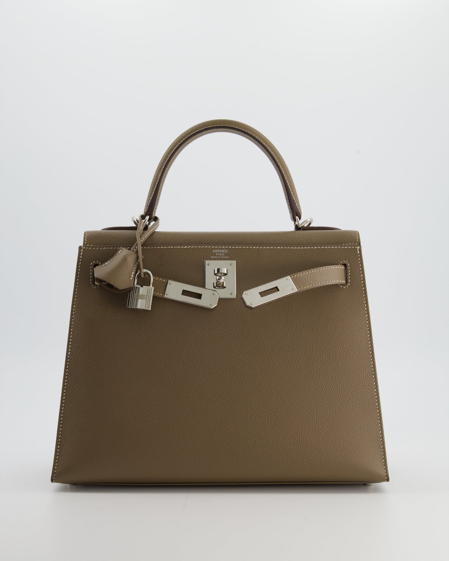 Herm�s Kelly 28 Sellier Bag in Etoupe Epsom Leather with Palladium Hardware