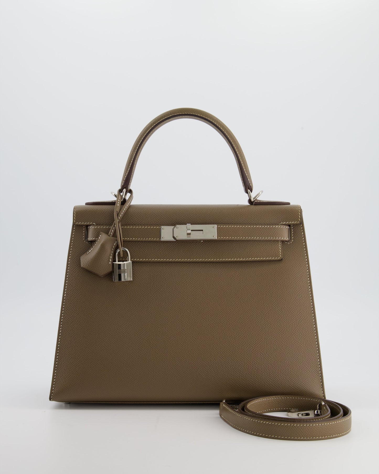 Herm�s Kelly 28 Sellier Bag in Etoupe Epsom Leather with Palladium Hardware