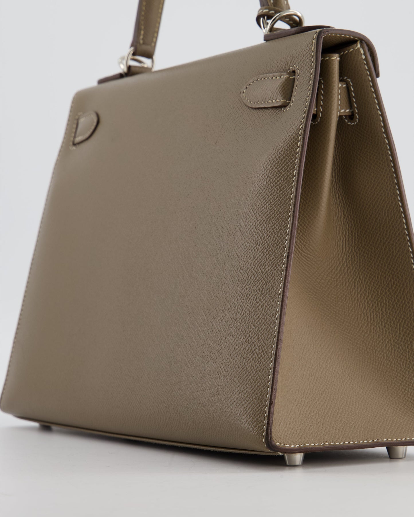 Herm�s Kelly 28 Sellier Bag in Etoupe Epsom Leather with Palladium Hardware