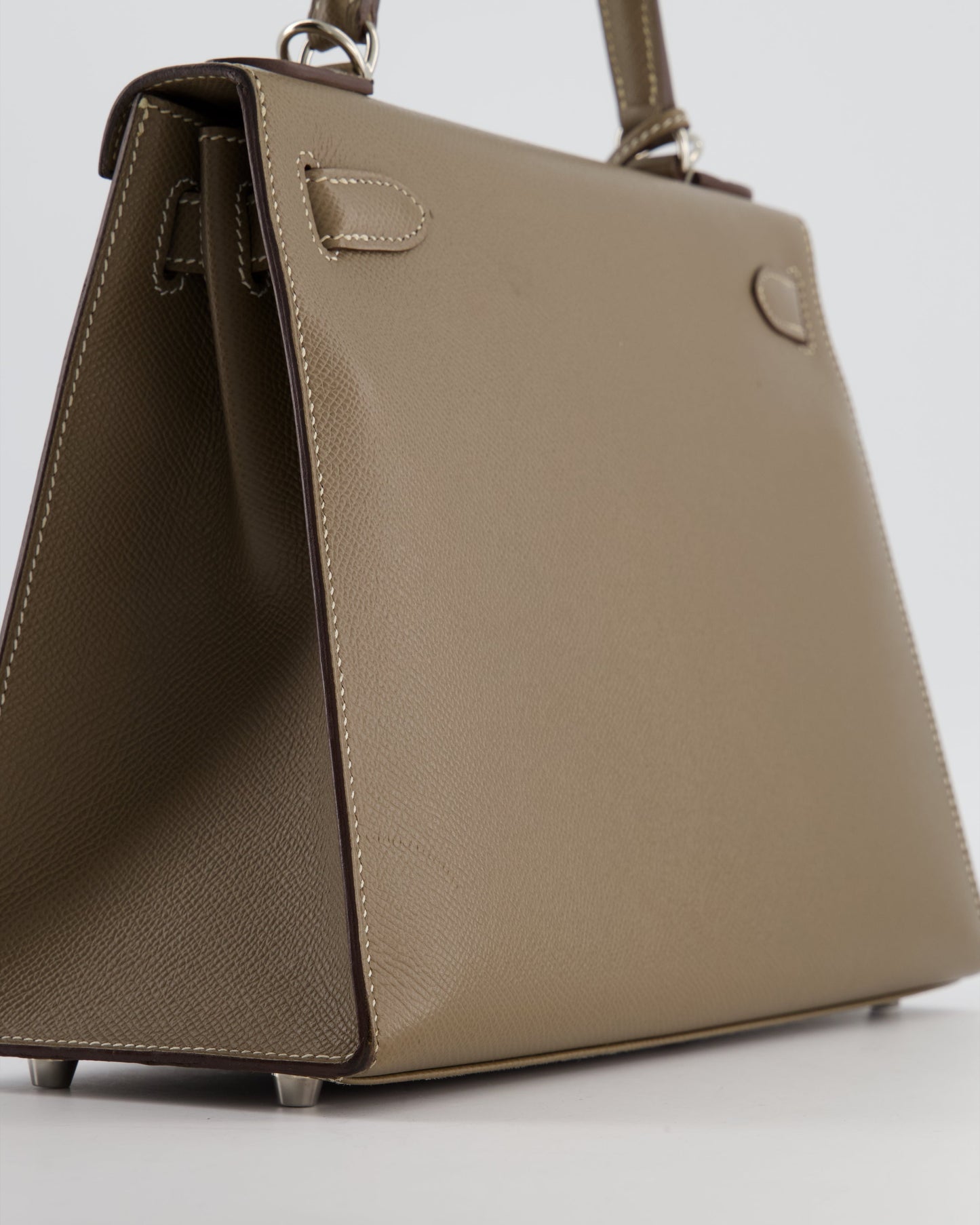 Herm�s Kelly 28 Sellier Bag in Etoupe Epsom Leather with Palladium Hardware