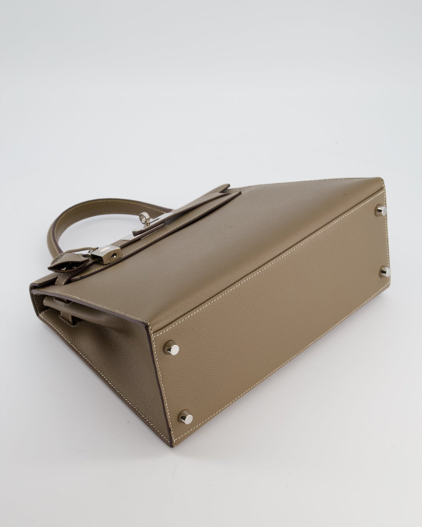Herm�s Kelly 28 Sellier Bag in Etoupe Epsom Leather with Palladium Hardware