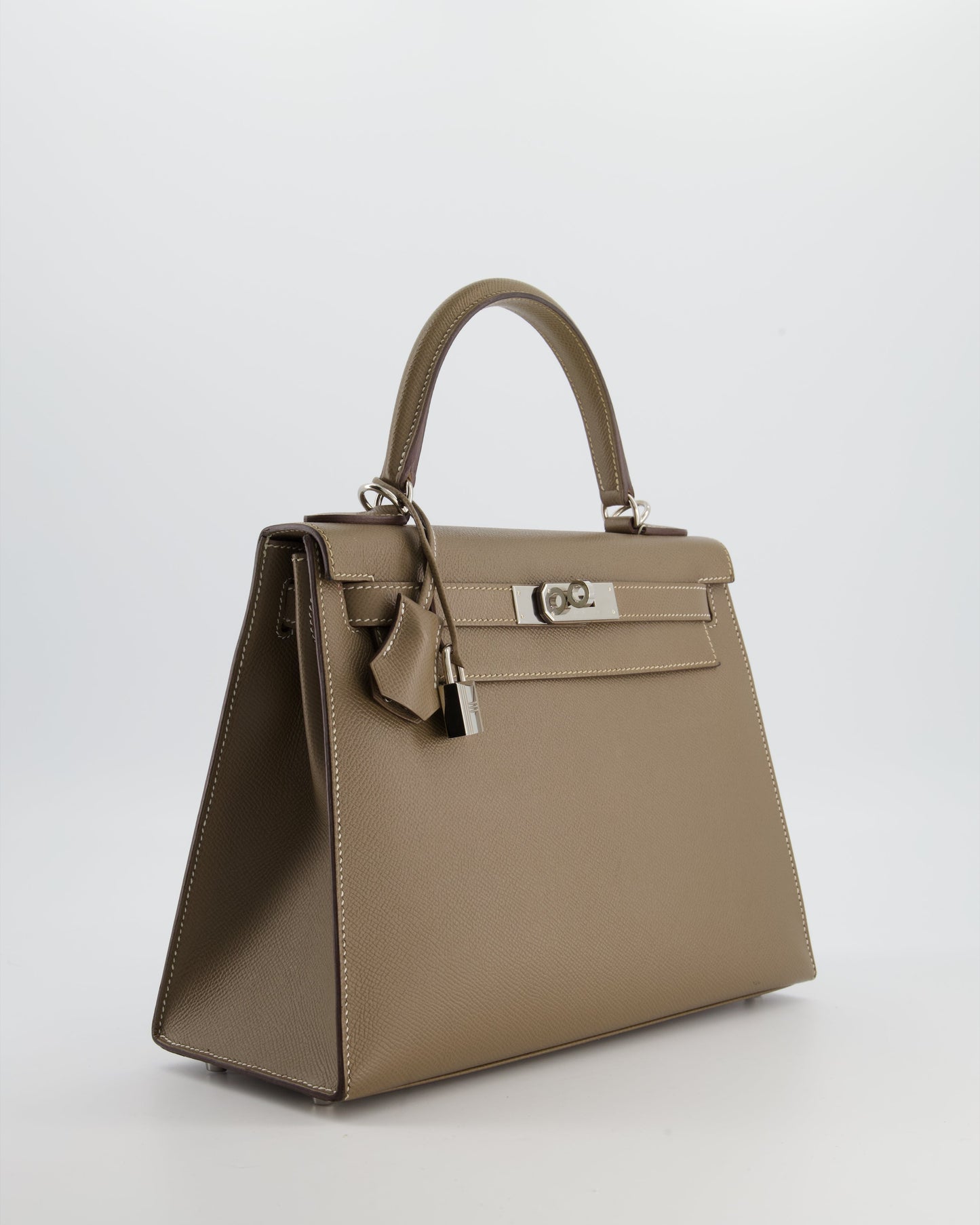 Herm�s Kelly 28 Sellier Bag in Etoupe Epsom Leather with Palladium Hardware