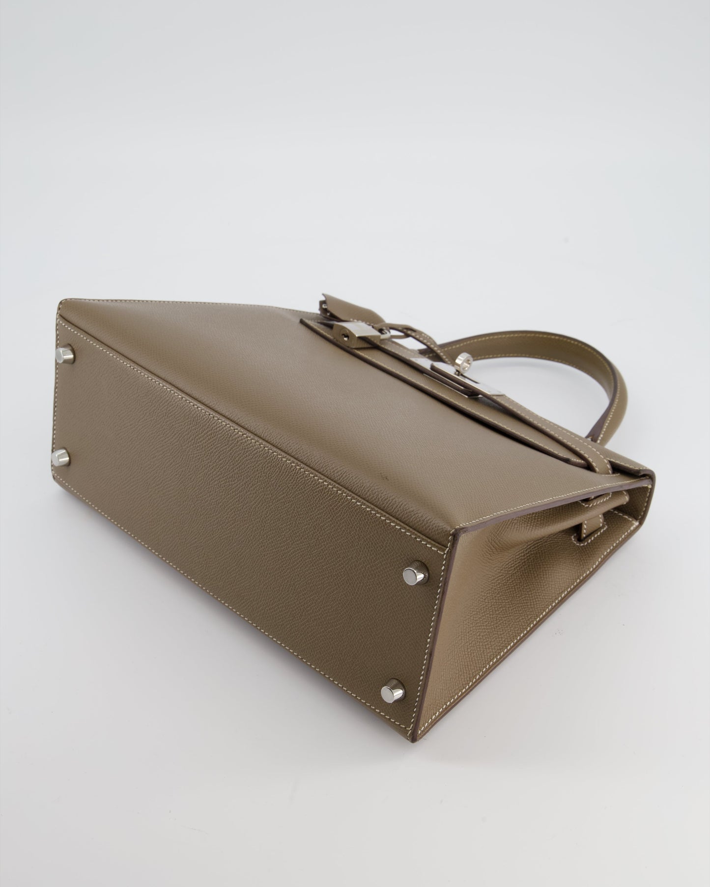 Herm�s Kelly 28 Sellier Bag in Etoupe Epsom Leather with Palladium Hardware