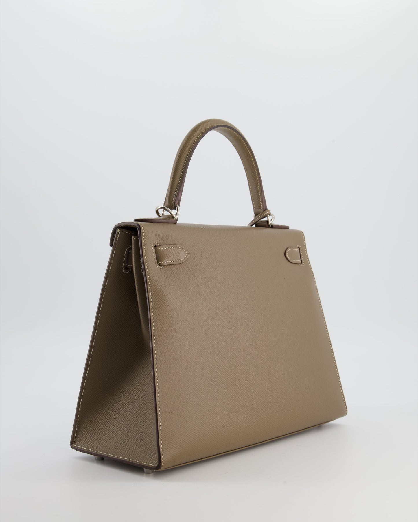 Herm�s Kelly 28 Sellier Bag in Etoupe Epsom Leather with Palladium Hardware