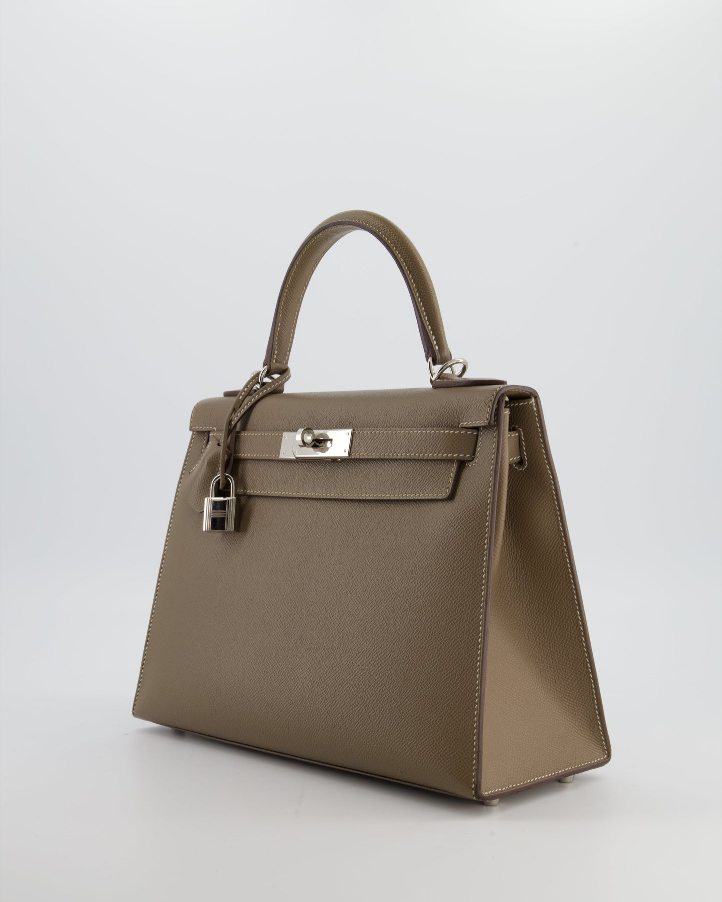 Herm�s Kelly 28 Sellier Bag in Etoupe Epsom Leather with Palladium Hardware