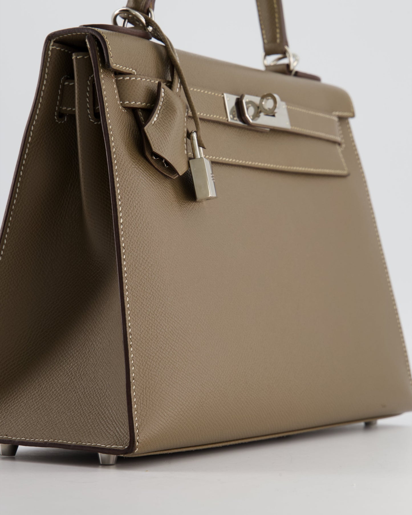 Herm�s Kelly 28 Sellier Bag in Etoupe Epsom Leather with Palladium Hardware