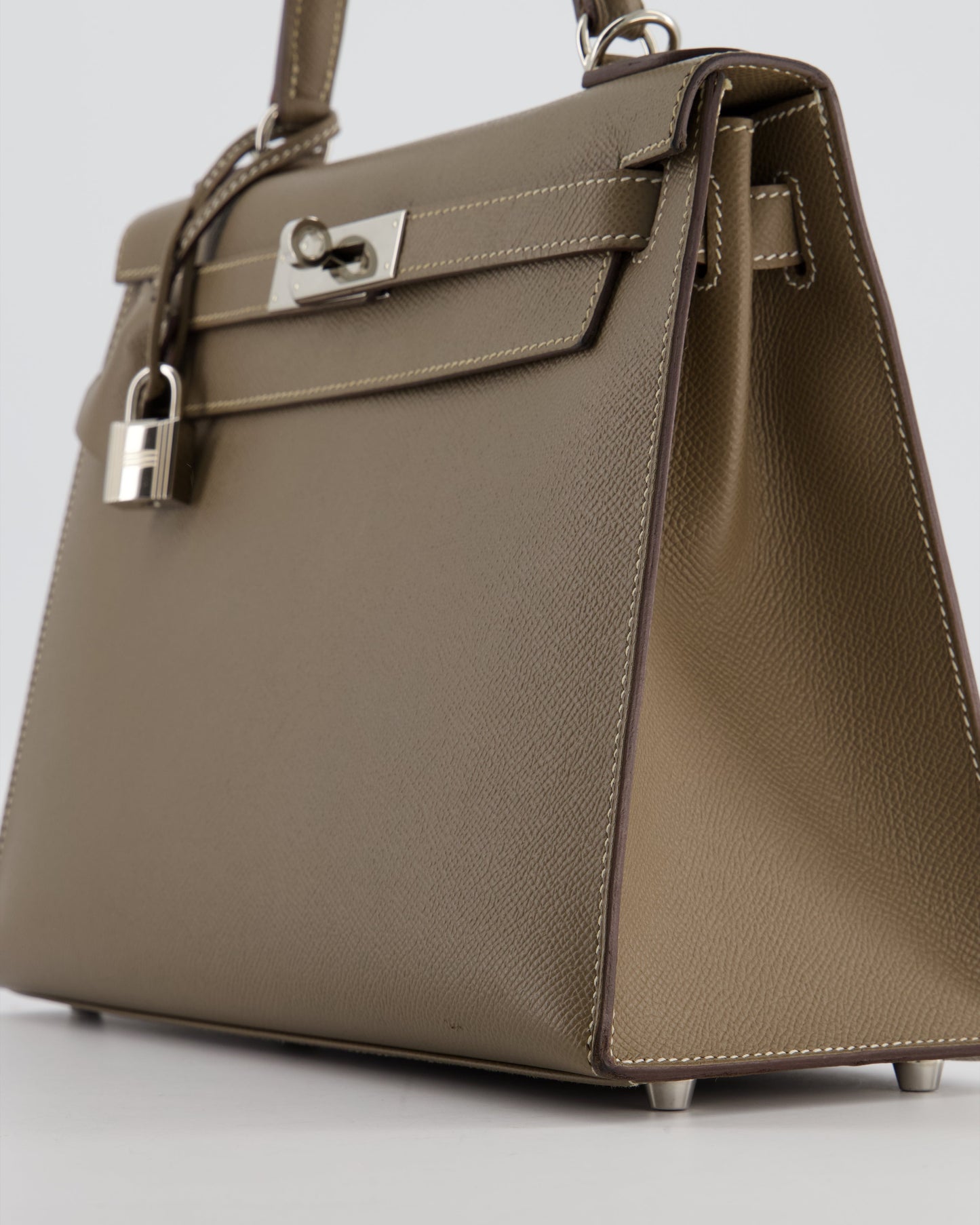 Herm�s Kelly 28 Sellier Bag in Etoupe Epsom Leather with Palladium Hardware