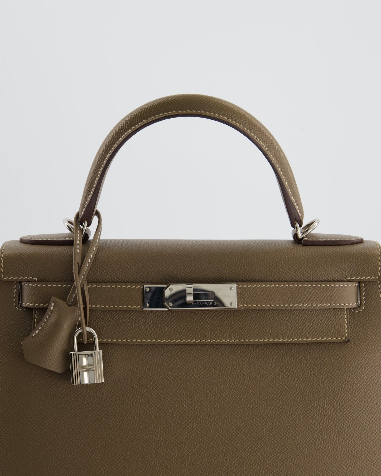 Herm�s Kelly 28 Sellier Bag in Etoupe Epsom Leather with Palladium Hardware