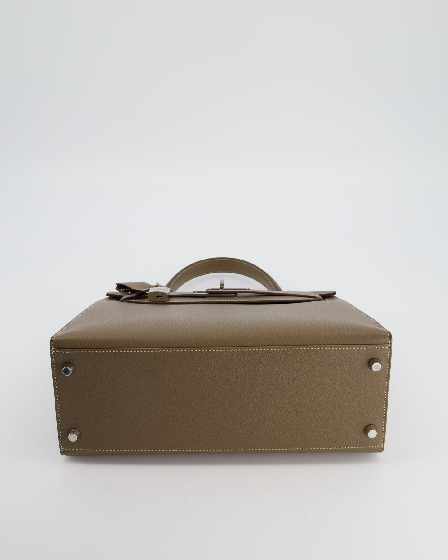 Herm�s Kelly 28 Sellier Bag in Etoupe Epsom Leather with Palladium Hardware