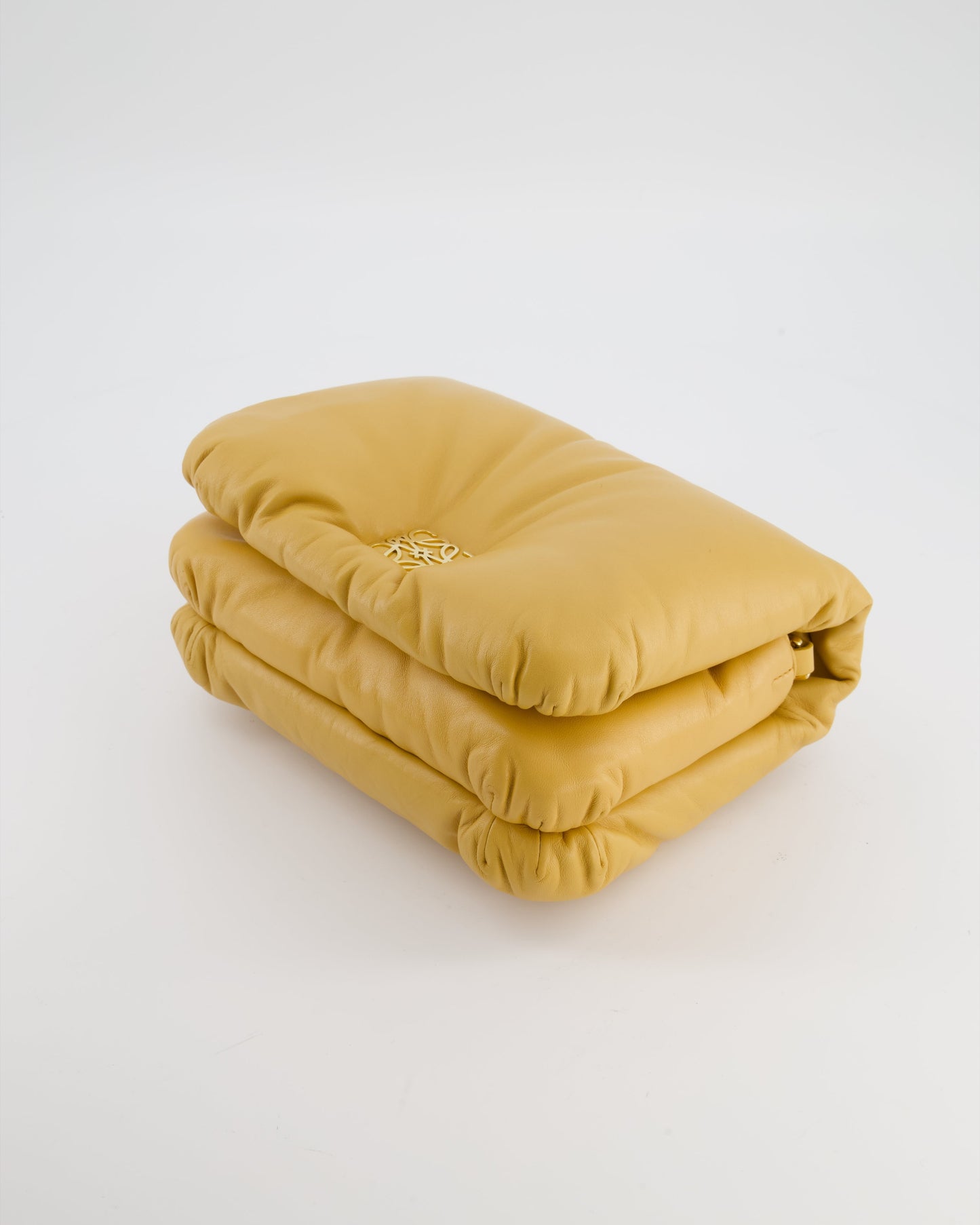 Loewe Yellow Goya Puffer Bag in Lamb Nappa Leather with Gold Hardware