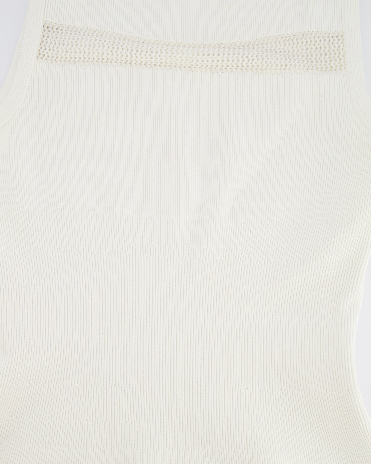 Ala•a White Ribbed Sleeveless Mini Dress with Knit and Frill Details Size FR 38 (UK 10)
