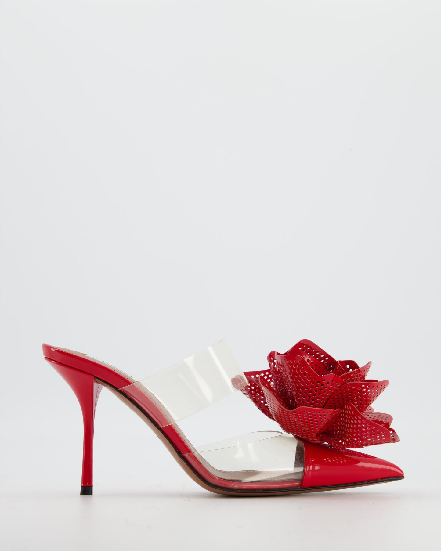 Ala•a Red Fleur Patent Leather Mules Size EU 39
