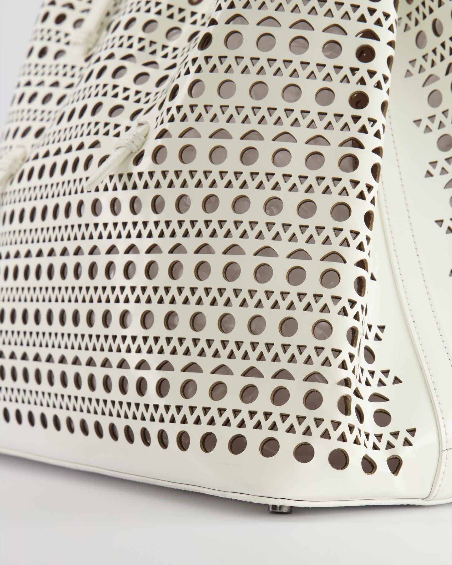 Alaia White Perforated Medium Leather Mina Tote Bag RRP £2,200