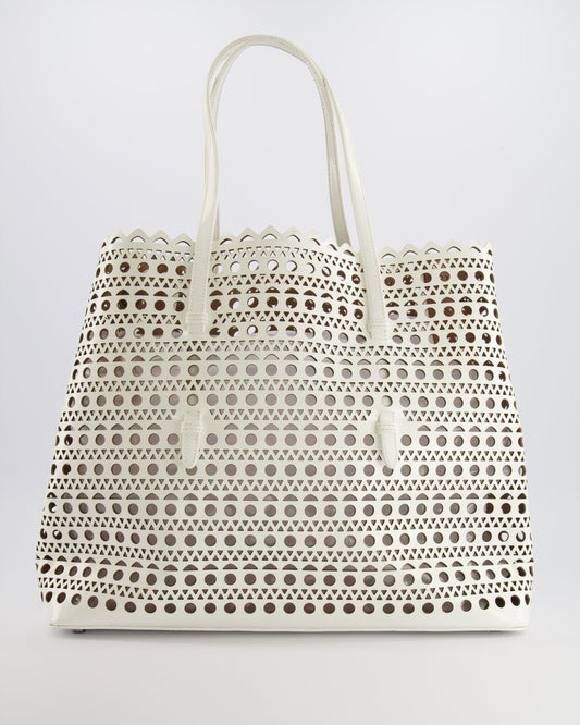 Alaia White Perforated Medium Leather Mina Tote Bag RRP £2,200