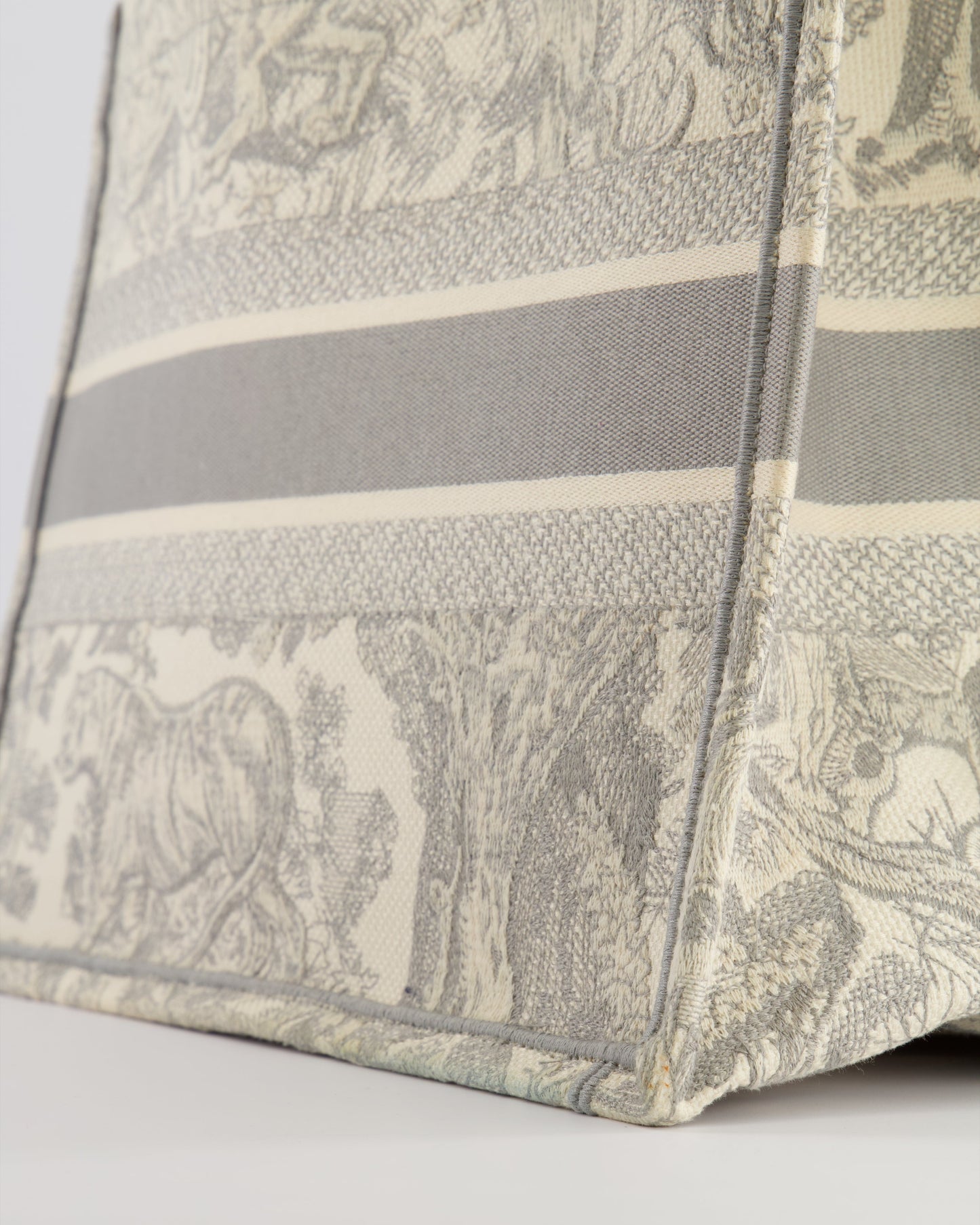 Christian Dior Ecru and Grey Medium Book Tote Bag with Toile De Jouy Embroidery RRP £2,500