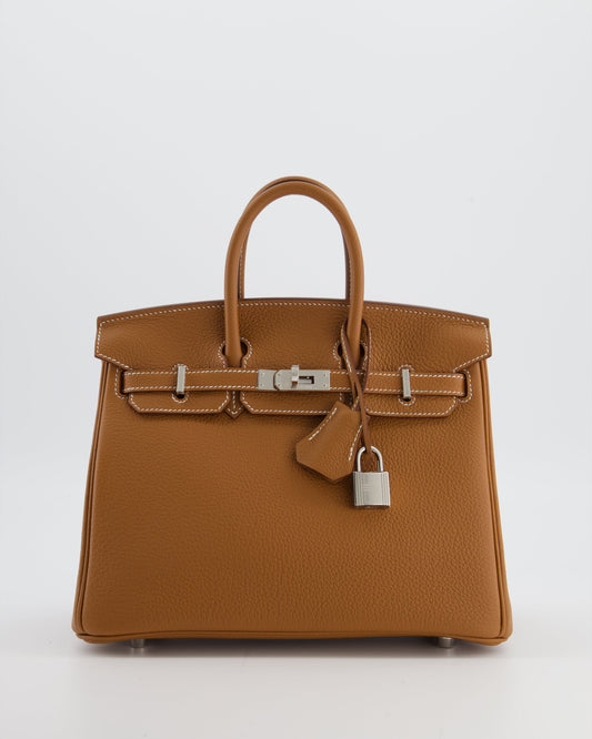 *HOT* Herm�s Birkin 25 Retourne Bag in Gold Togo Leather with Palladium Hardware