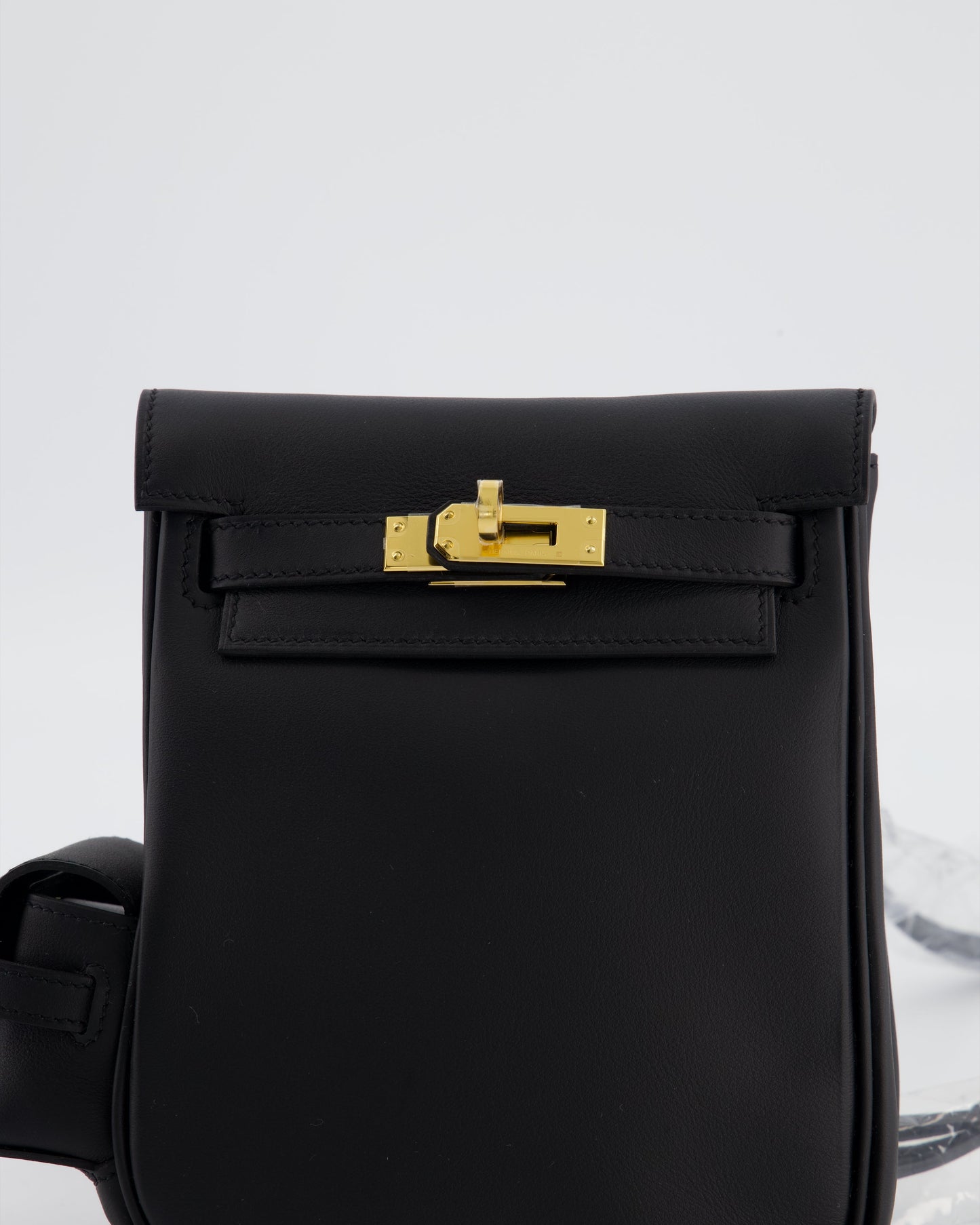 *RARE* Herm�s Kelly Jump Backpack Bag in Noir Swift Leather with Gold Hardware