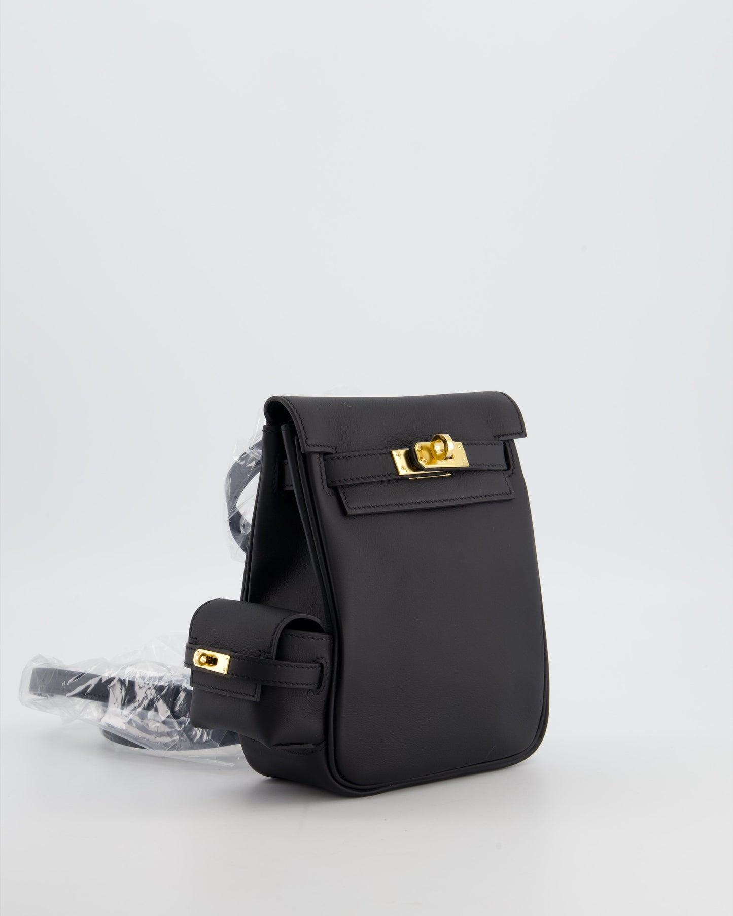 *RARE* Herm�s Kelly Jump Backpack Bag in Noir Swift Leather with Gold Hardware