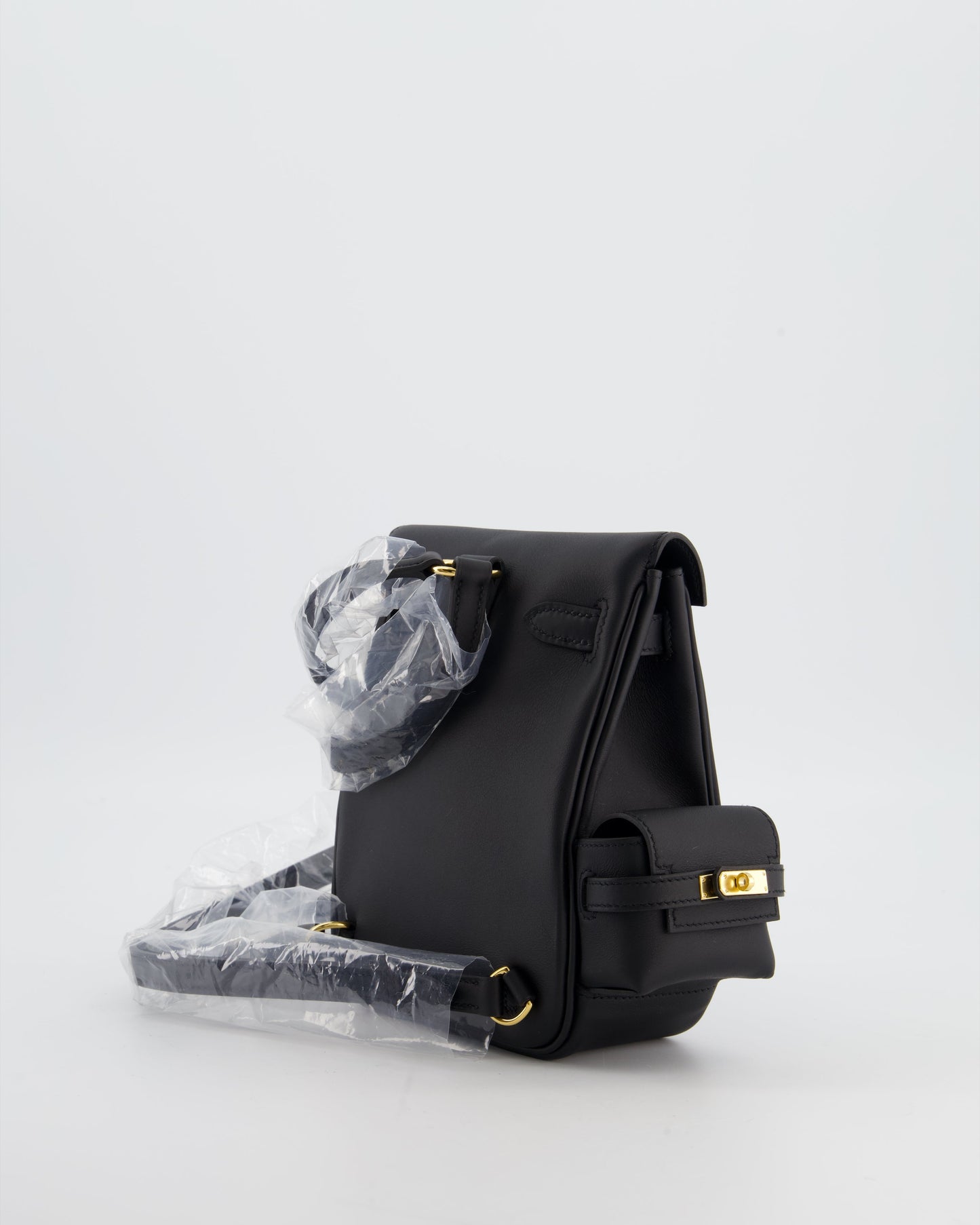 *RARE* Herm�s Kelly Jump Backpack Bag in Noir Swift Leather with Gold Hardware