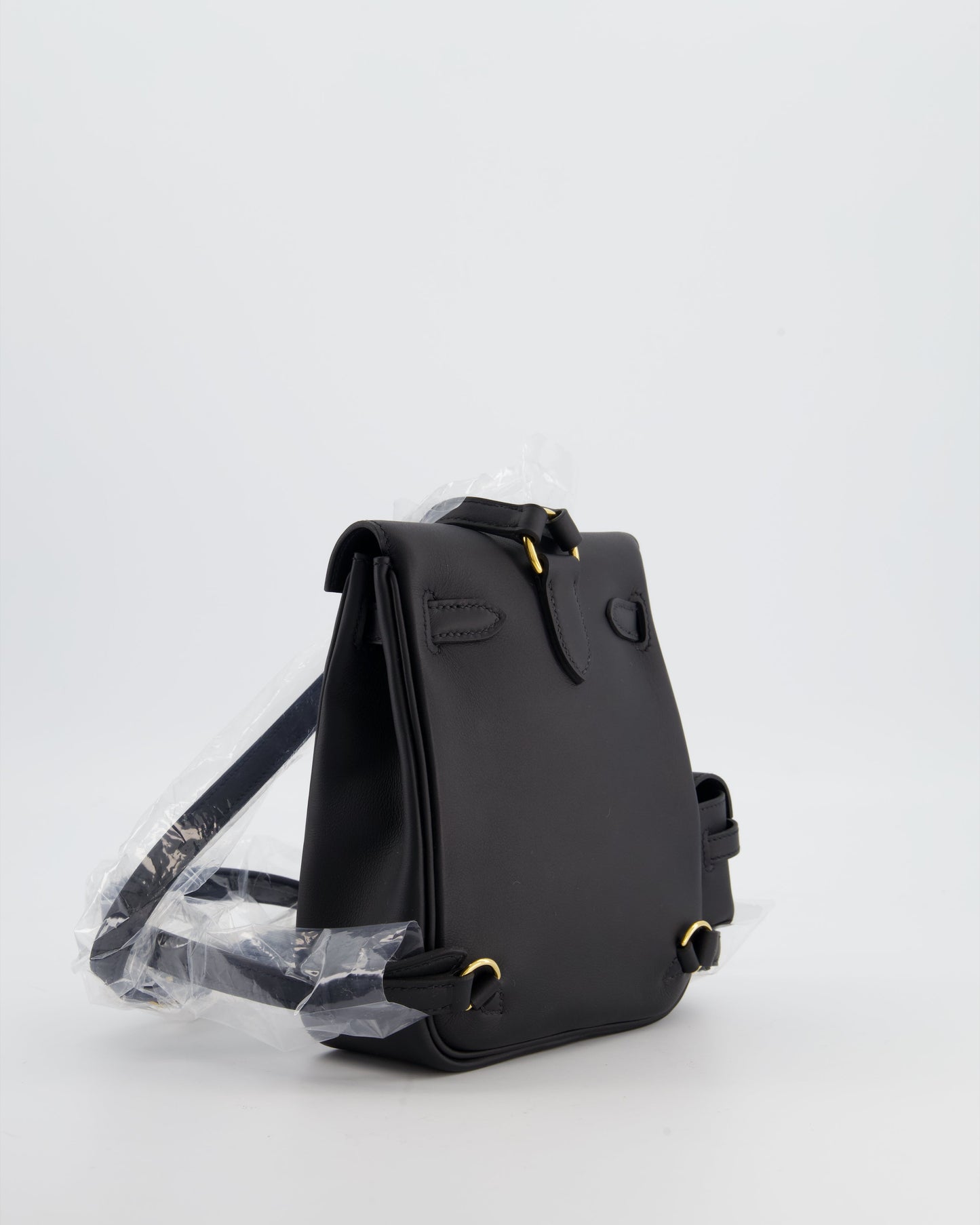 *RARE* Herm�s Kelly Jump Backpack Bag in Noir Swift Leather with Gold Hardware