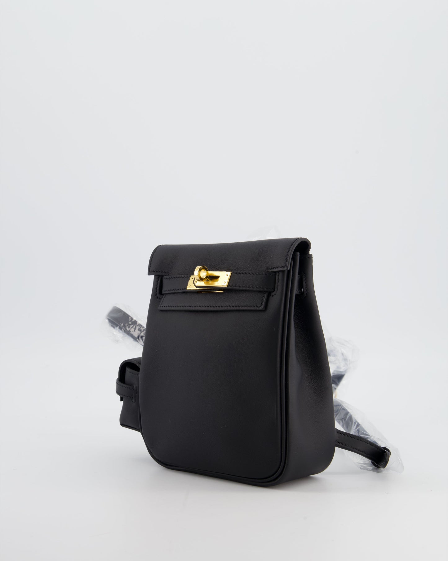 *RARE* Herm�s Kelly Jump Backpack Bag in Noir Swift Leather with Gold Hardware