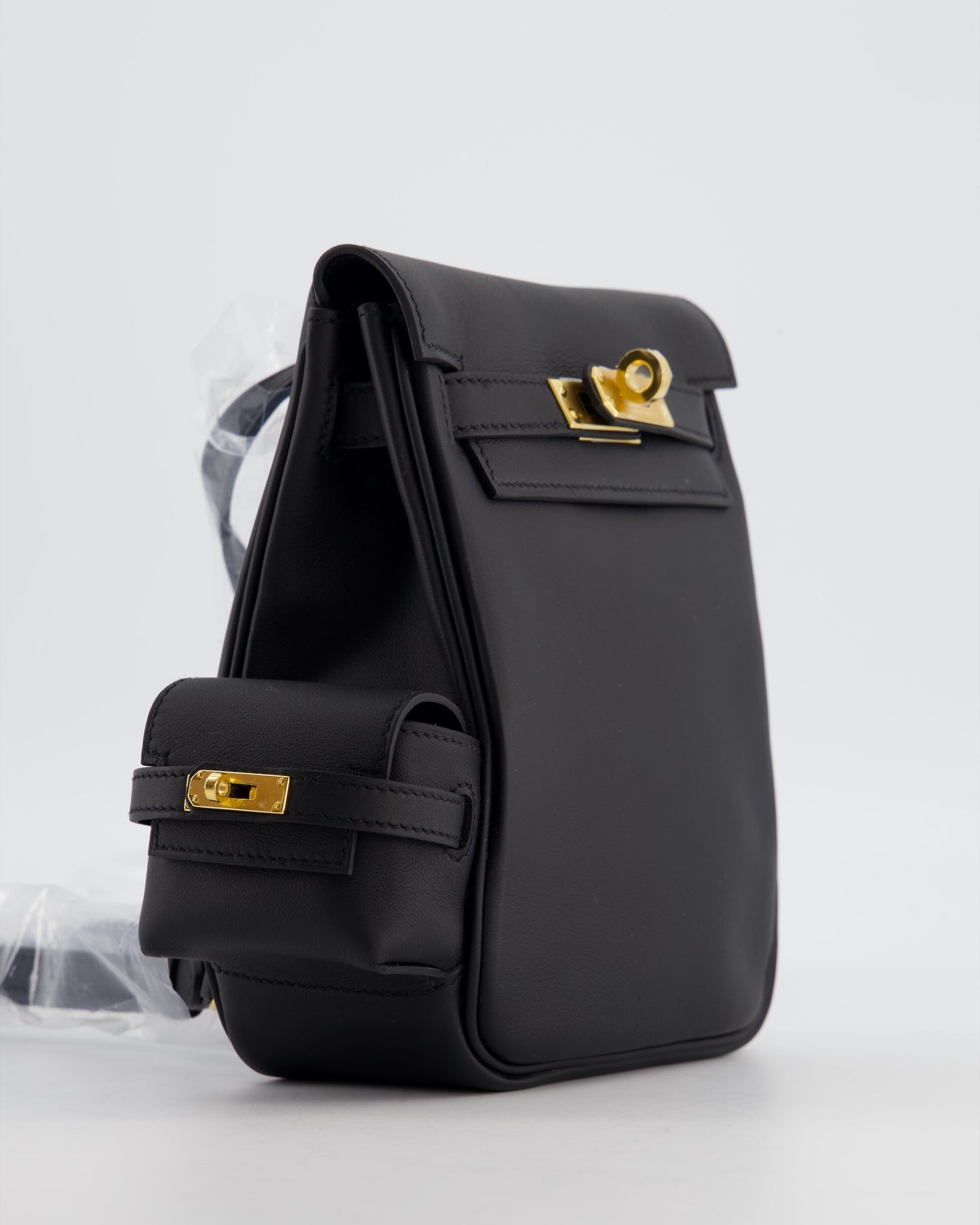 *RARE* Herm�s Kelly Jump Backpack Bag in Noir Swift Leather with Gold Hardware