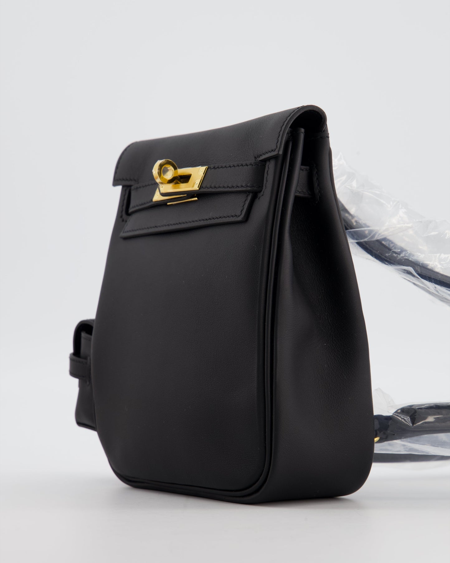 *RARE* Herm�s Kelly Jump Backpack Bag in Noir Swift Leather with Gold Hardware