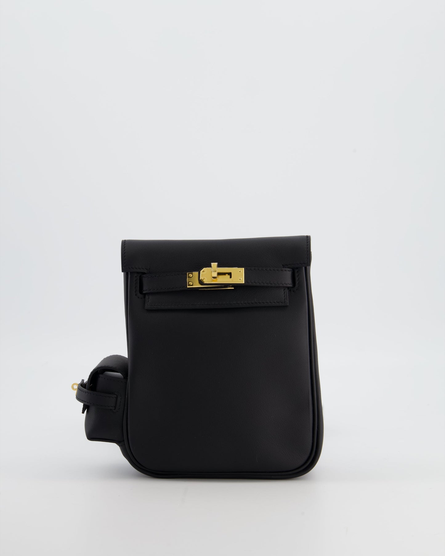 *RARE* Herm�s Kelly Jump Backpack Bag in Noir Swift Leather with Gold Hardware