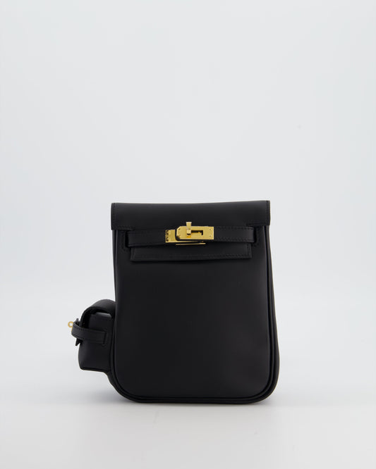 *RARE* Herm�s Kelly Jump Backpack Bag in Noir Swift Leather with Gold Hardware
