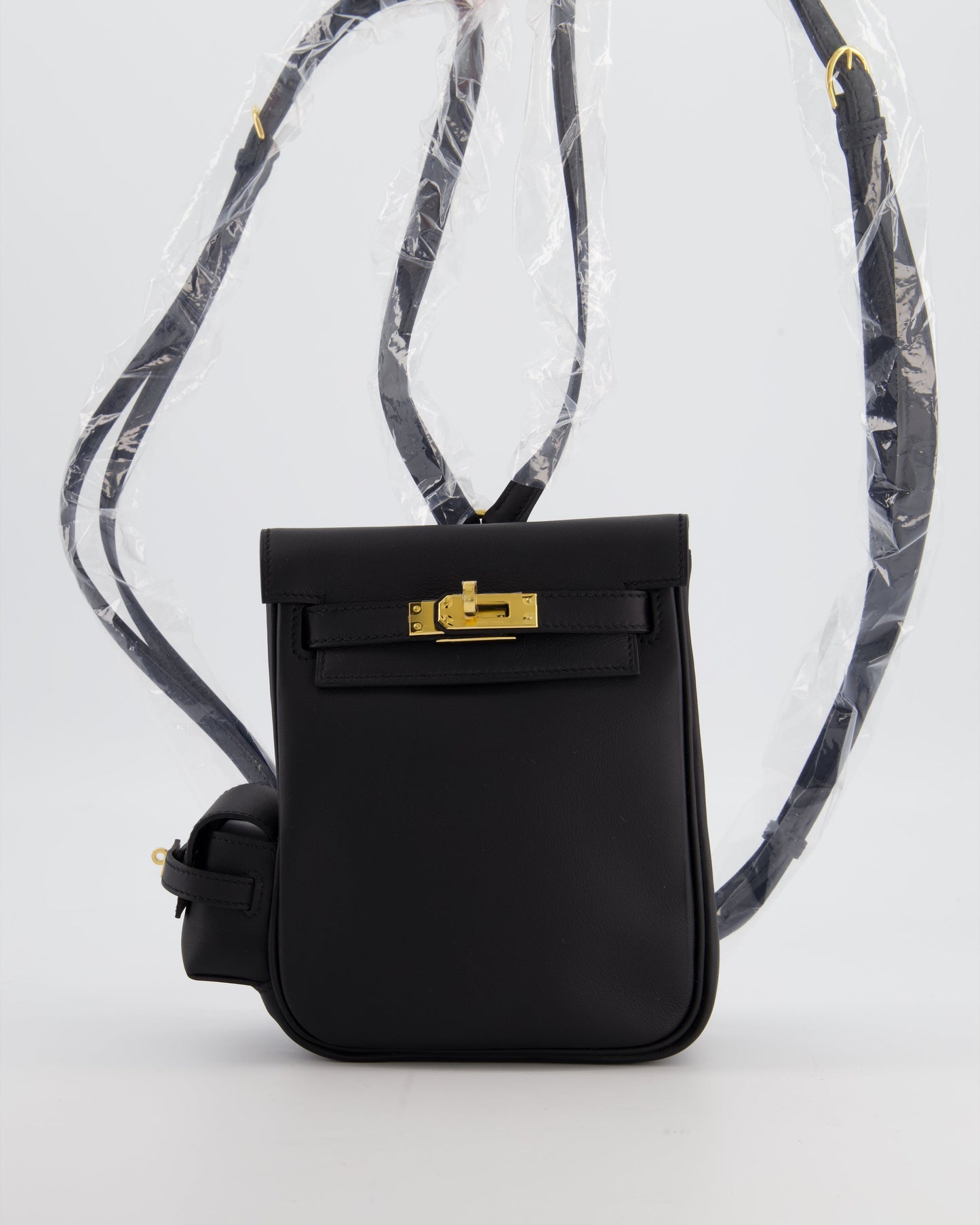 *RARE* Herm�s Kelly Jump Backpack Bag in Noir Swift Leather with Gold Hardware