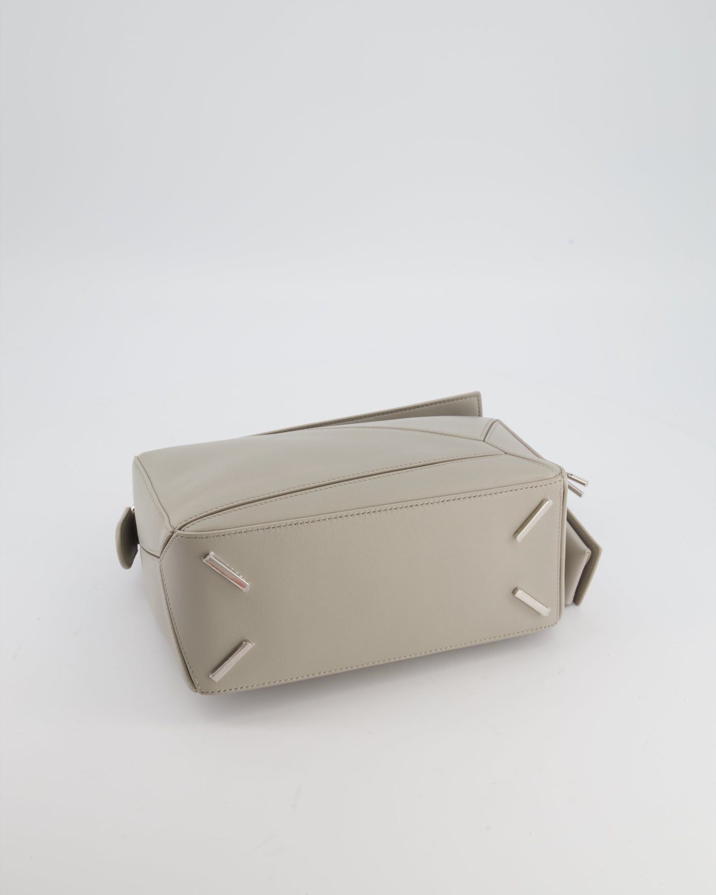 *NEW MODEL* Loewe Grey Small Featherlight Puzzle Bag in Nappa Lambskin Leather with Silver Hardware & Charm RRP £3,250