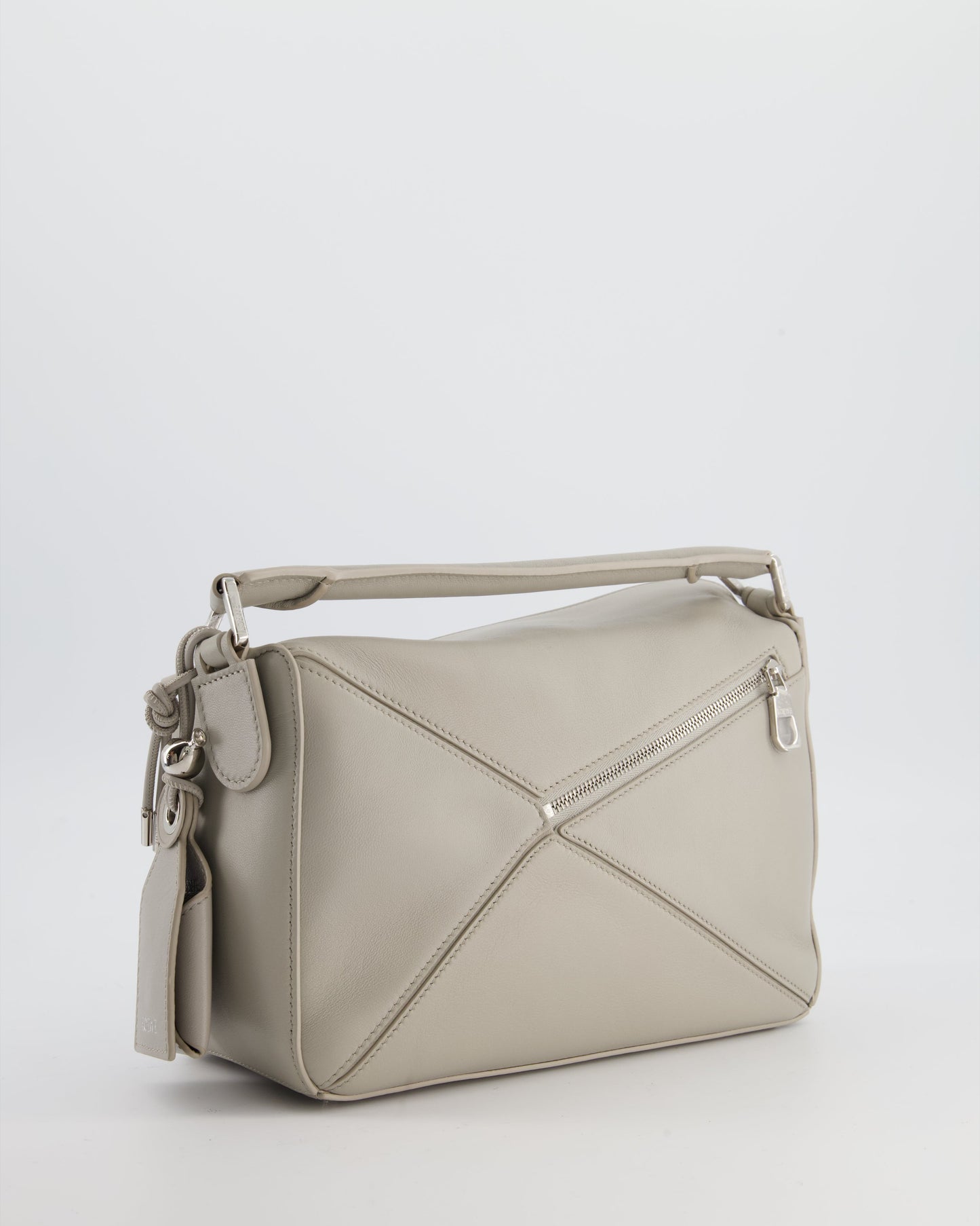*NEW MODEL* Loewe Grey Small Featherlight Puzzle Bag in Nappa Lambskin Leather with Silver Hardware & Charm RRP £3,250