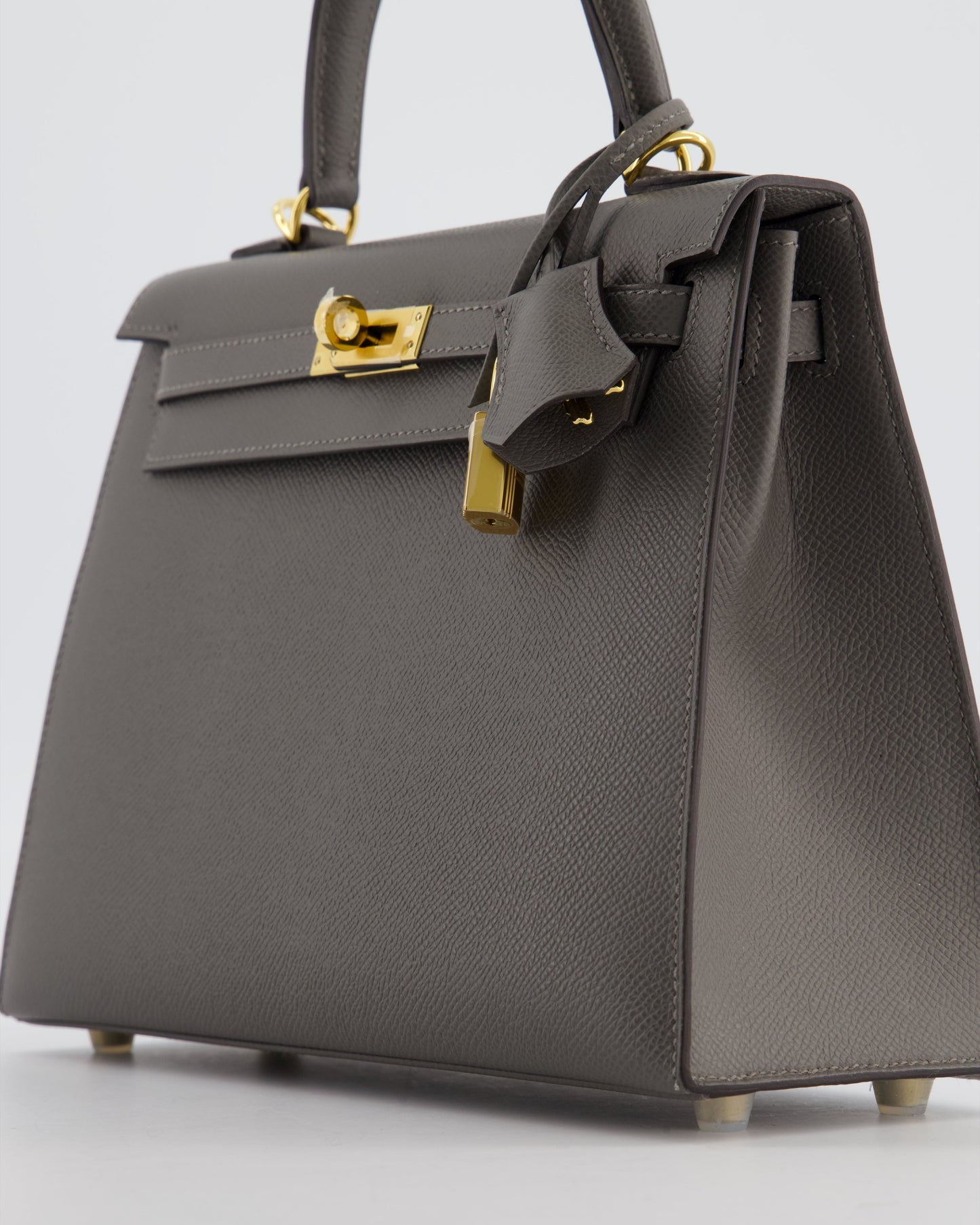 *HOT* Herm�s Kelly 25 Sellier Bag in Gris Meyer Epsom Leather with Gold Hardware