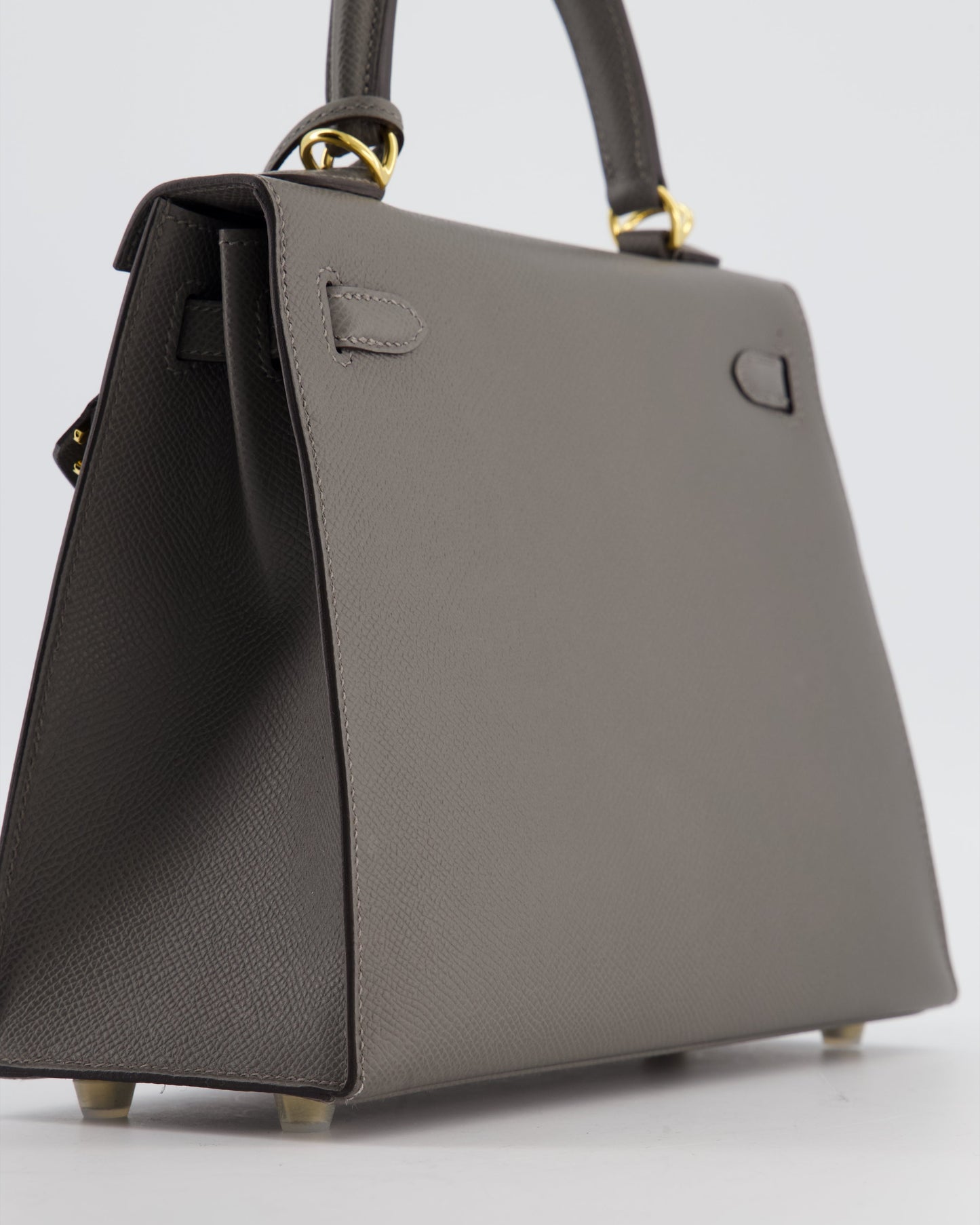 *HOT* Herm�s Kelly 25 Sellier Bag in Gris Meyer Epsom Leather with Gold Hardware