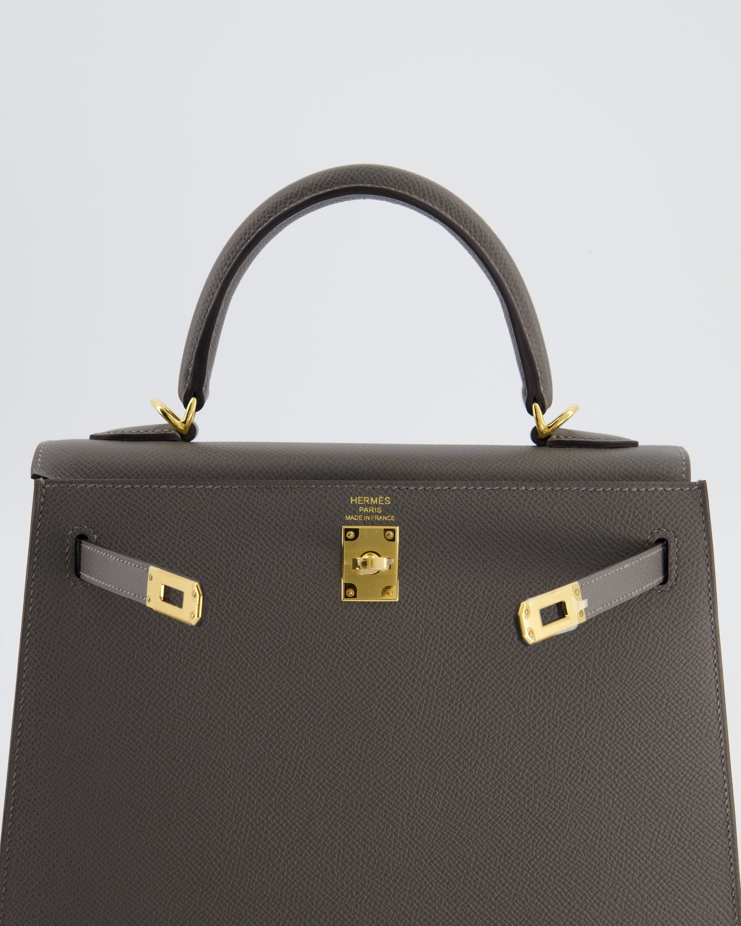*HOT* Herm�s Kelly 25 Sellier Bag in Gris Meyer Epsom Leather with Gold Hardware