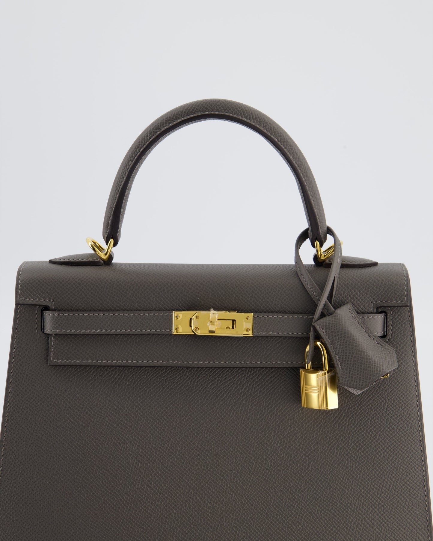 *HOT* Herm�s Kelly 25 Sellier Bag in Gris Meyer Epsom Leather with Gold Hardware