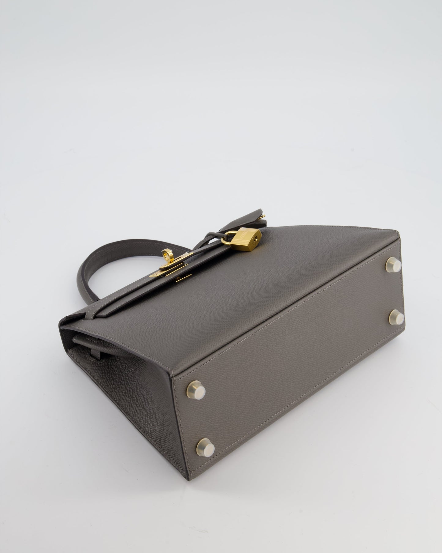 *HOT* Herm�s Kelly 25 Sellier Bag in Gris Meyer Epsom Leather with Gold Hardware