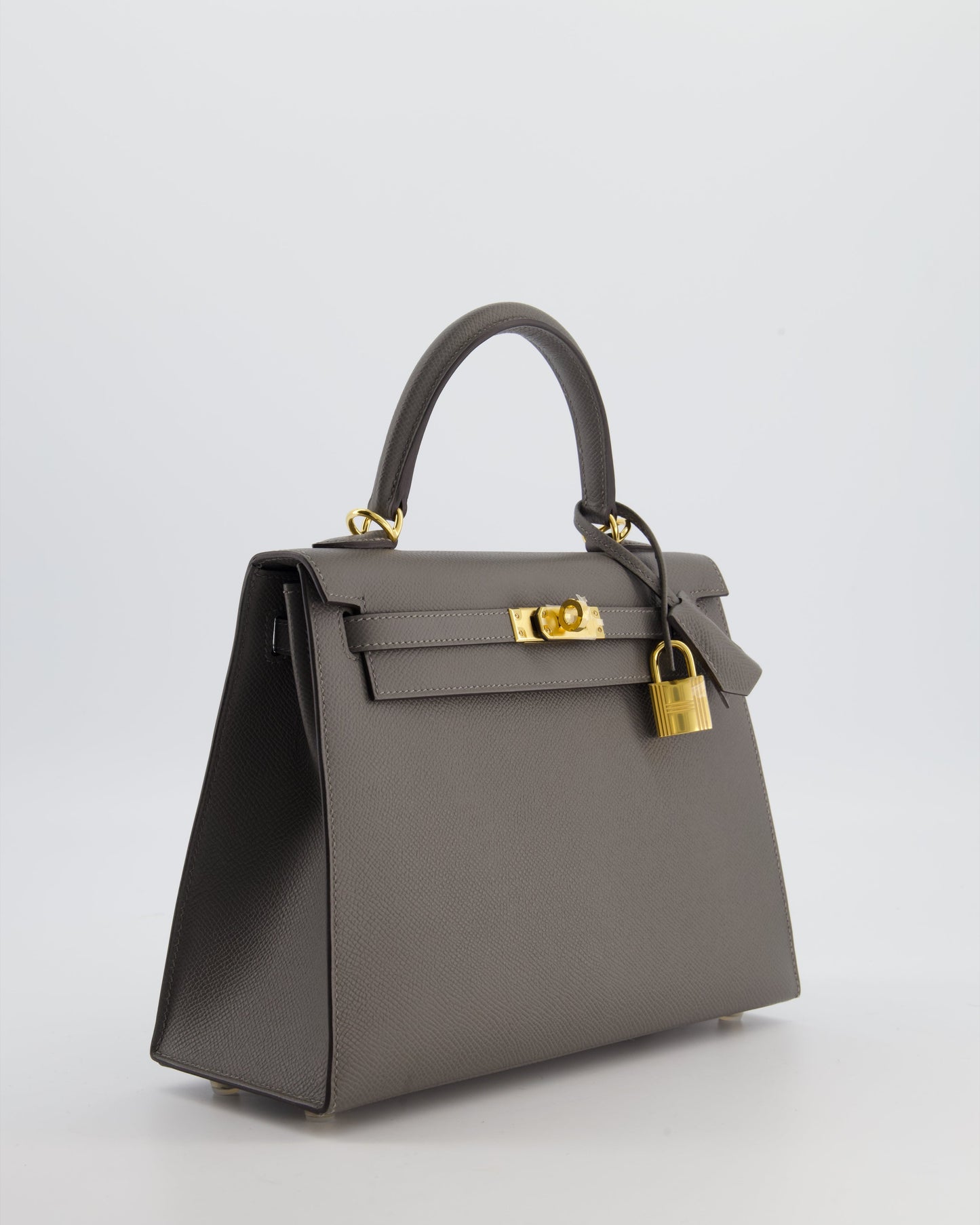 *HOT* Herm�s Kelly 25 Sellier Bag in Gris Meyer Epsom Leather with Gold Hardware