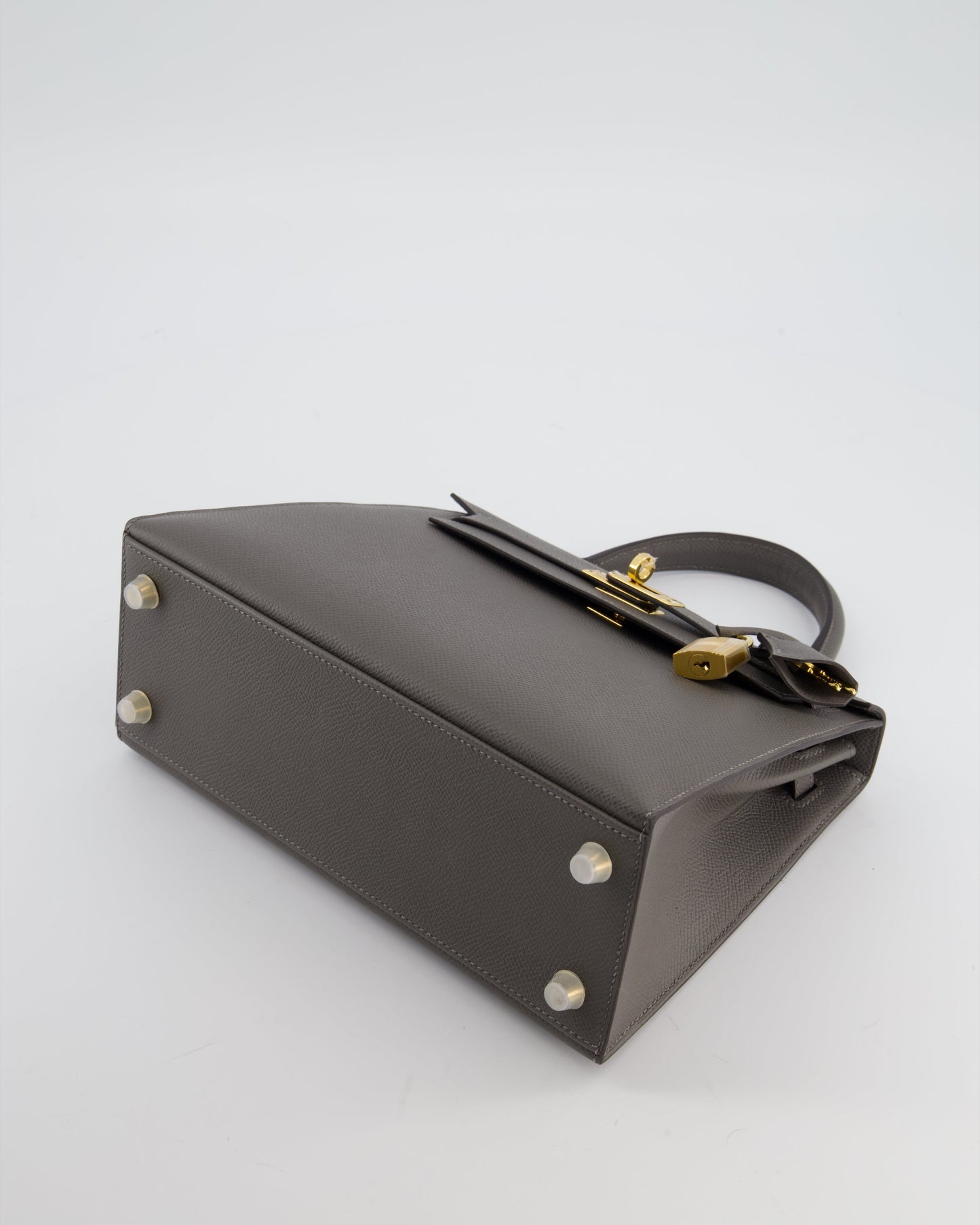 *HOT* Herm�s Kelly 25 Sellier Bag in Gris Meyer Epsom Leather with Gold Hardware