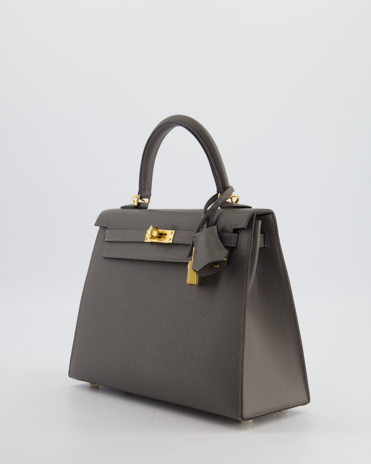 *HOT* Herm�s Kelly 25 Sellier Bag in Gris Meyer Epsom Leather with Gold Hardware
