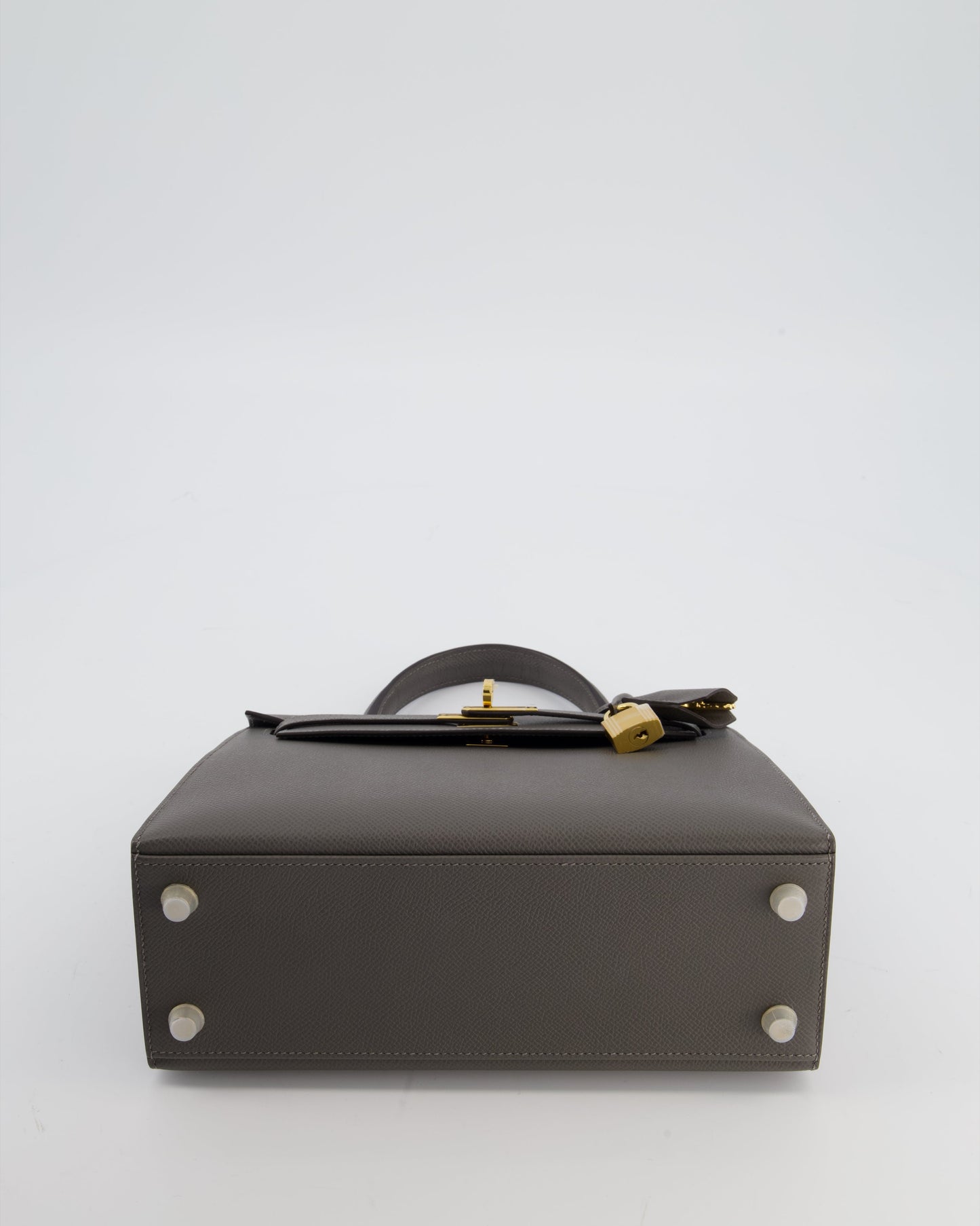 *HOT* Herm�s Kelly 25 Sellier Bag in Gris Meyer Epsom Leather with Gold Hardware