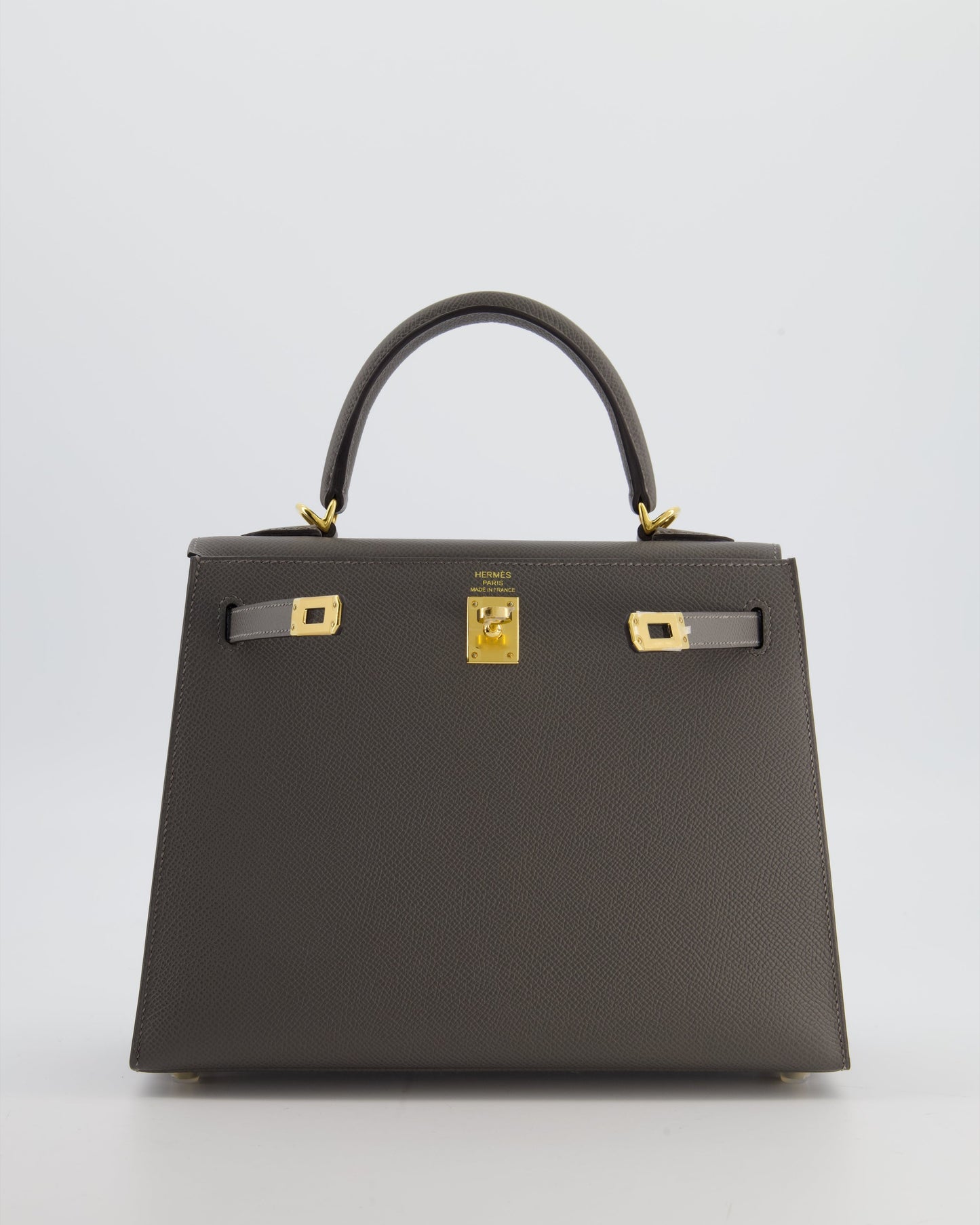 *HOT* Herm�s Kelly 25 Sellier Bag in Gris Meyer Epsom Leather with Gold Hardware