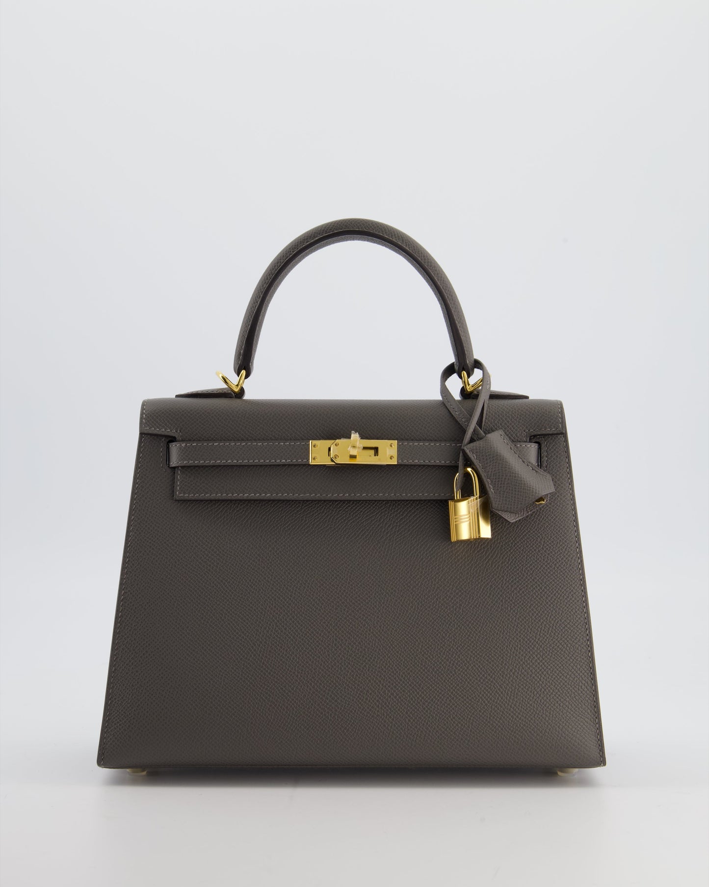 *HOT* Herm�s Kelly 25 Sellier Bag in Gris Meyer Epsom Leather with Gold Hardware